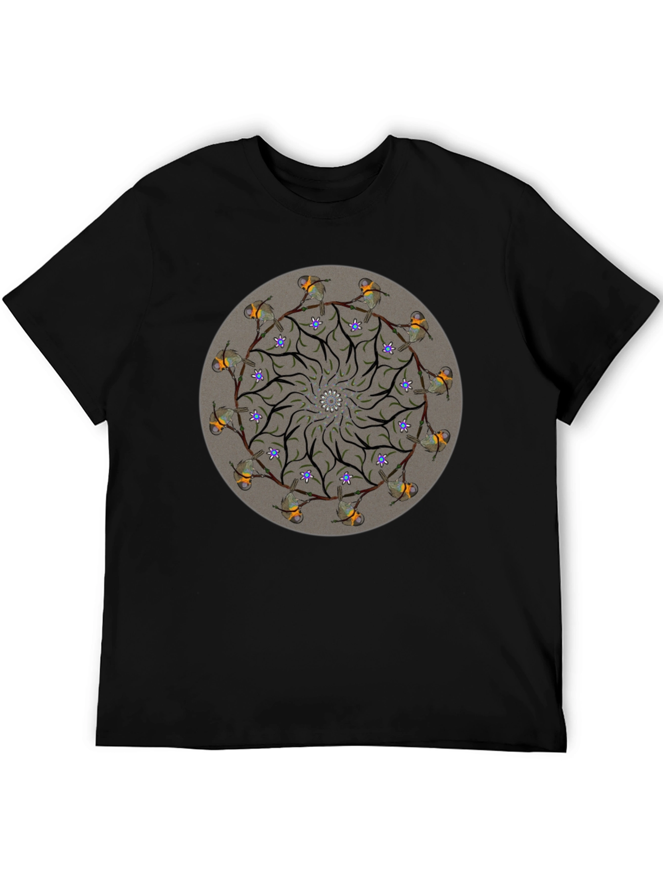 Black Bird Mandala Graphic Tee - Unique Nature Design view 5