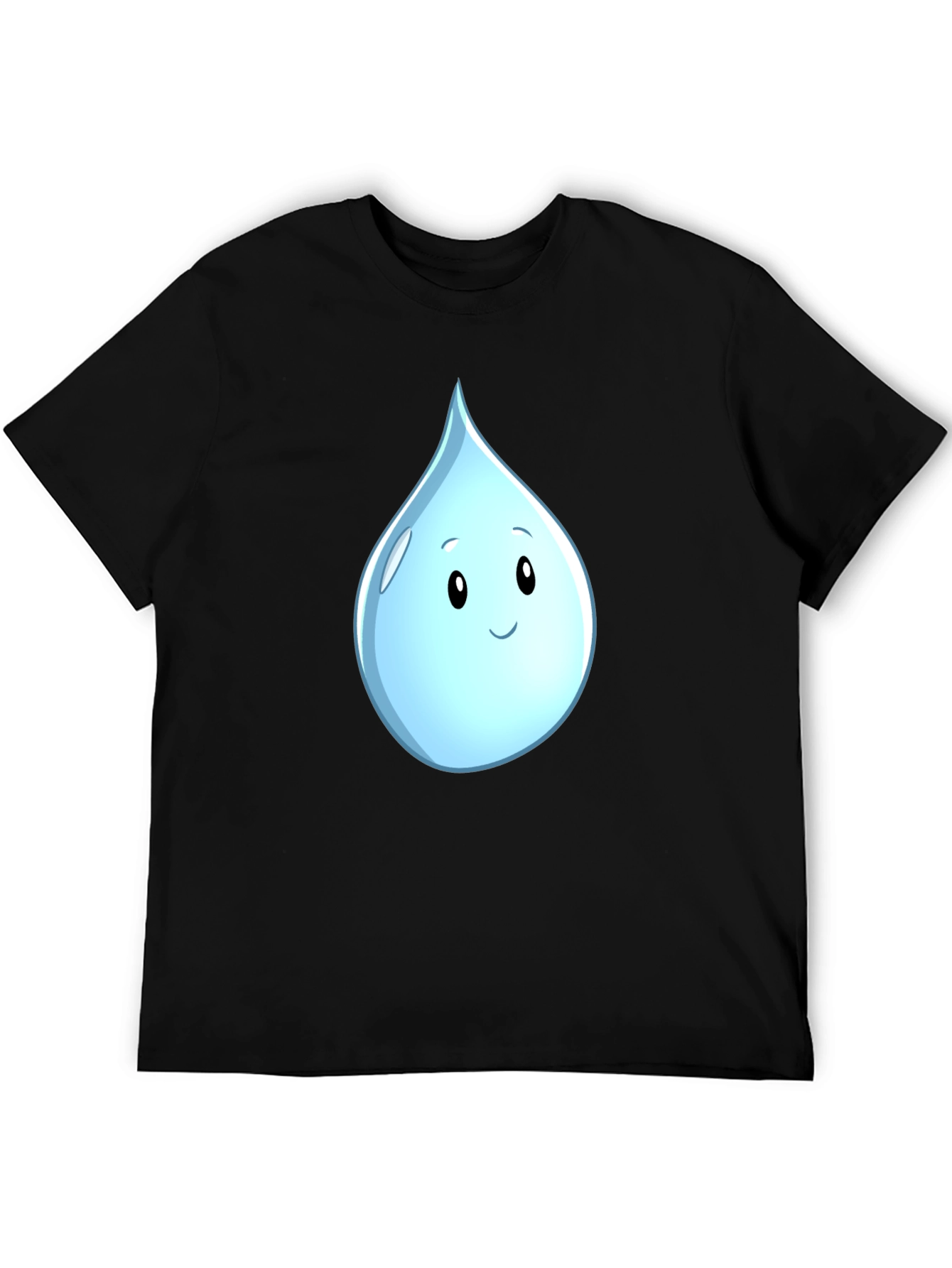 Black Cute Water Drop Graphic Black T-Shirt view 5
