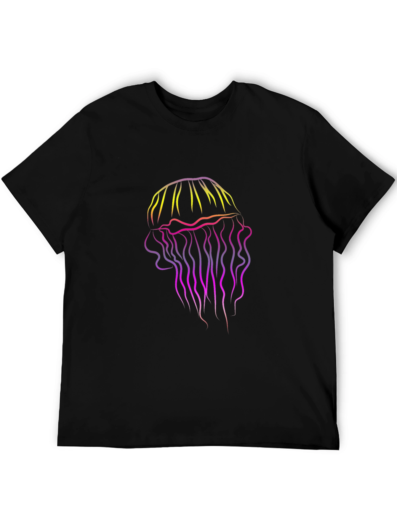 Black Gradient Jellyfish Graphic Tee - Black Cotton T-Shirt view 5
