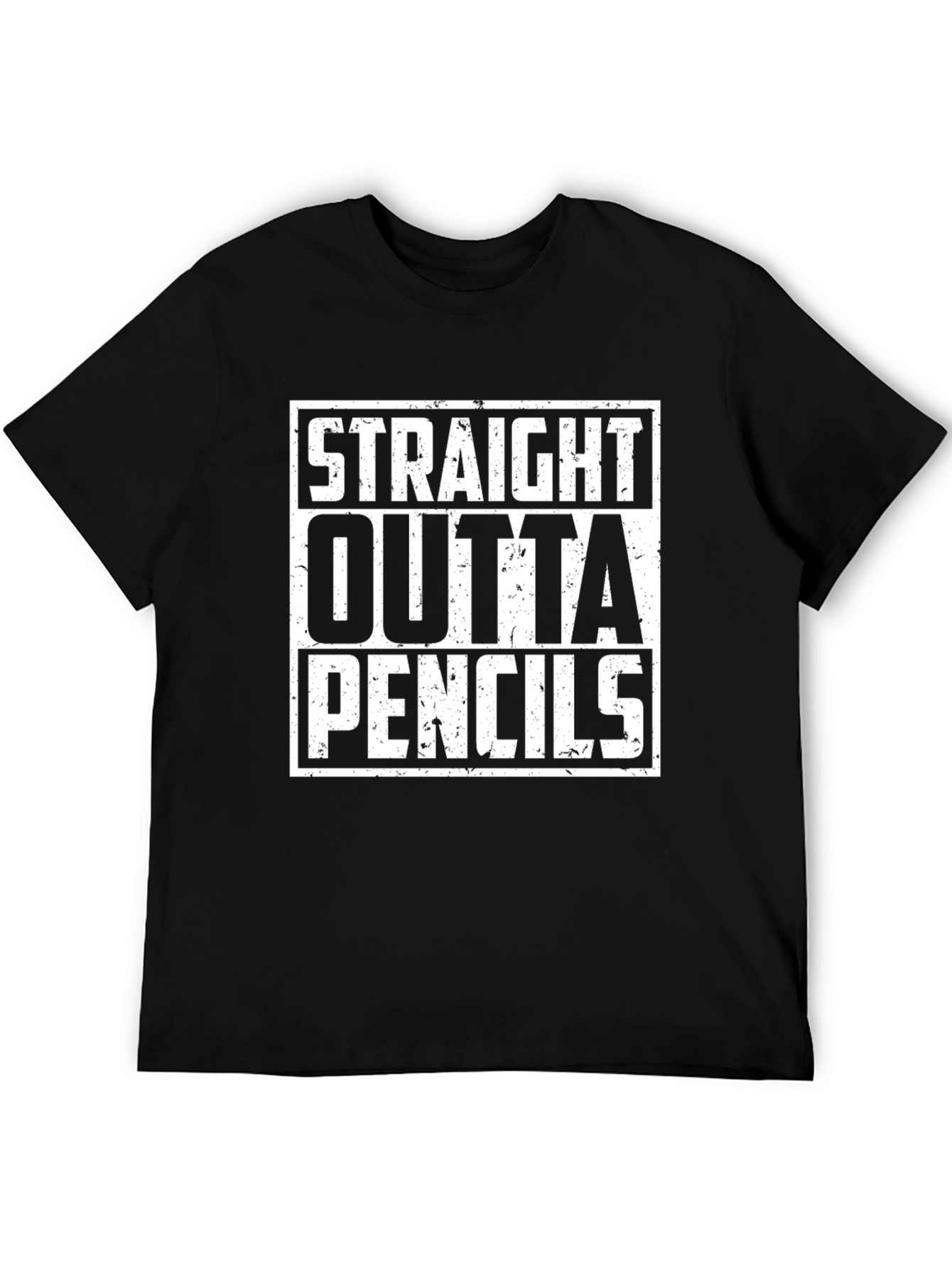 Black Straight Outta Pencils Graphic Tee - Black Cotton Shirt view 5