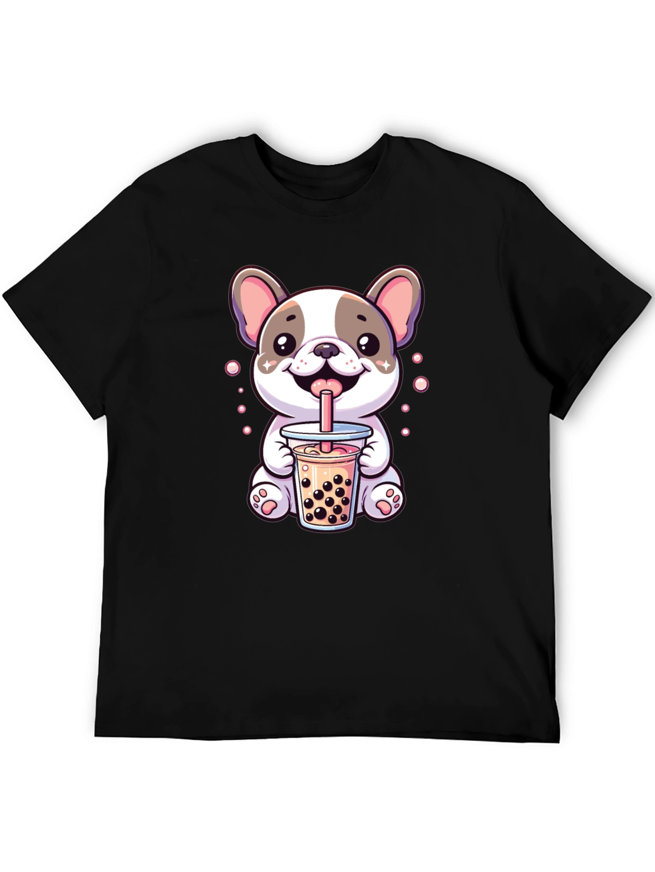 Black Cute Dog Bubble Tea Graphic Tee view 5