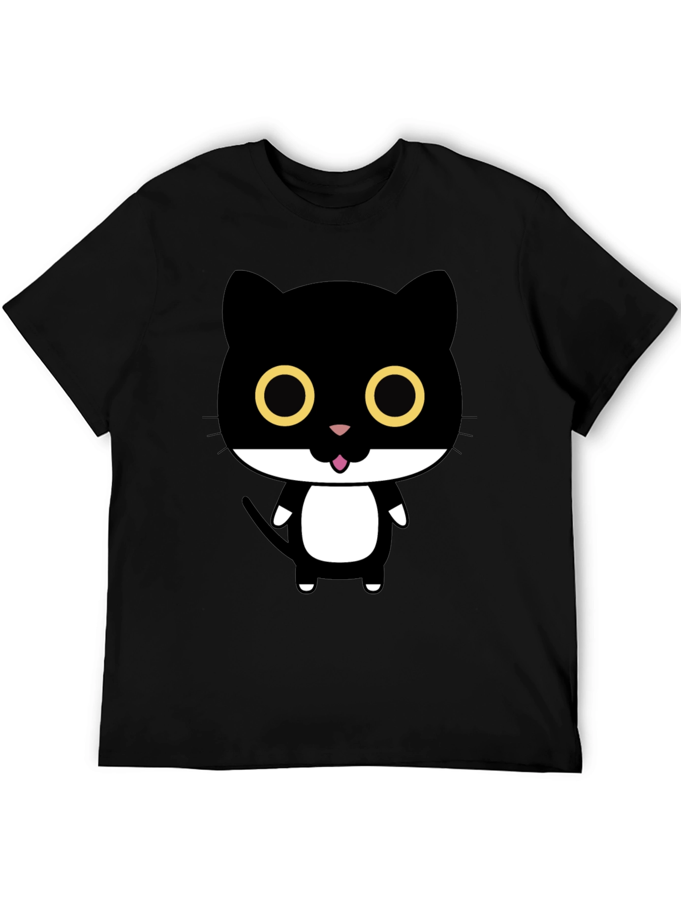 Black Cute Cartoon Black Cat Graphic T-Shirt view 5
