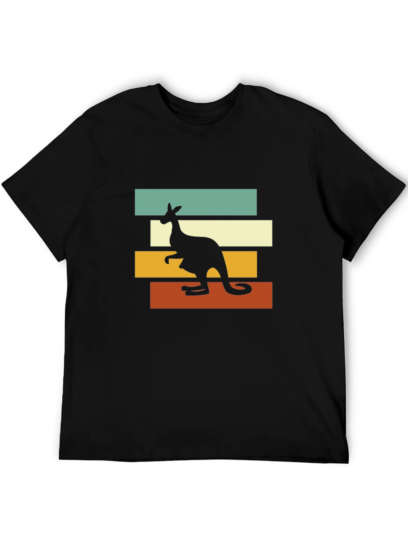 Black Retro Kangaroo T-Shirt - Vintage Style Aussie Tee view 5