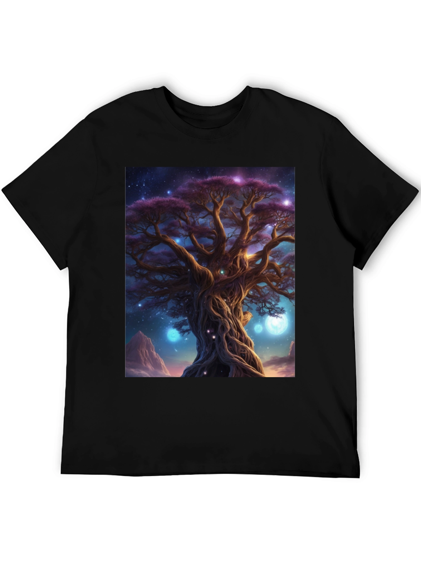 Black Mystic Tree Graphic Tee - Black Cotton Blend view 5
