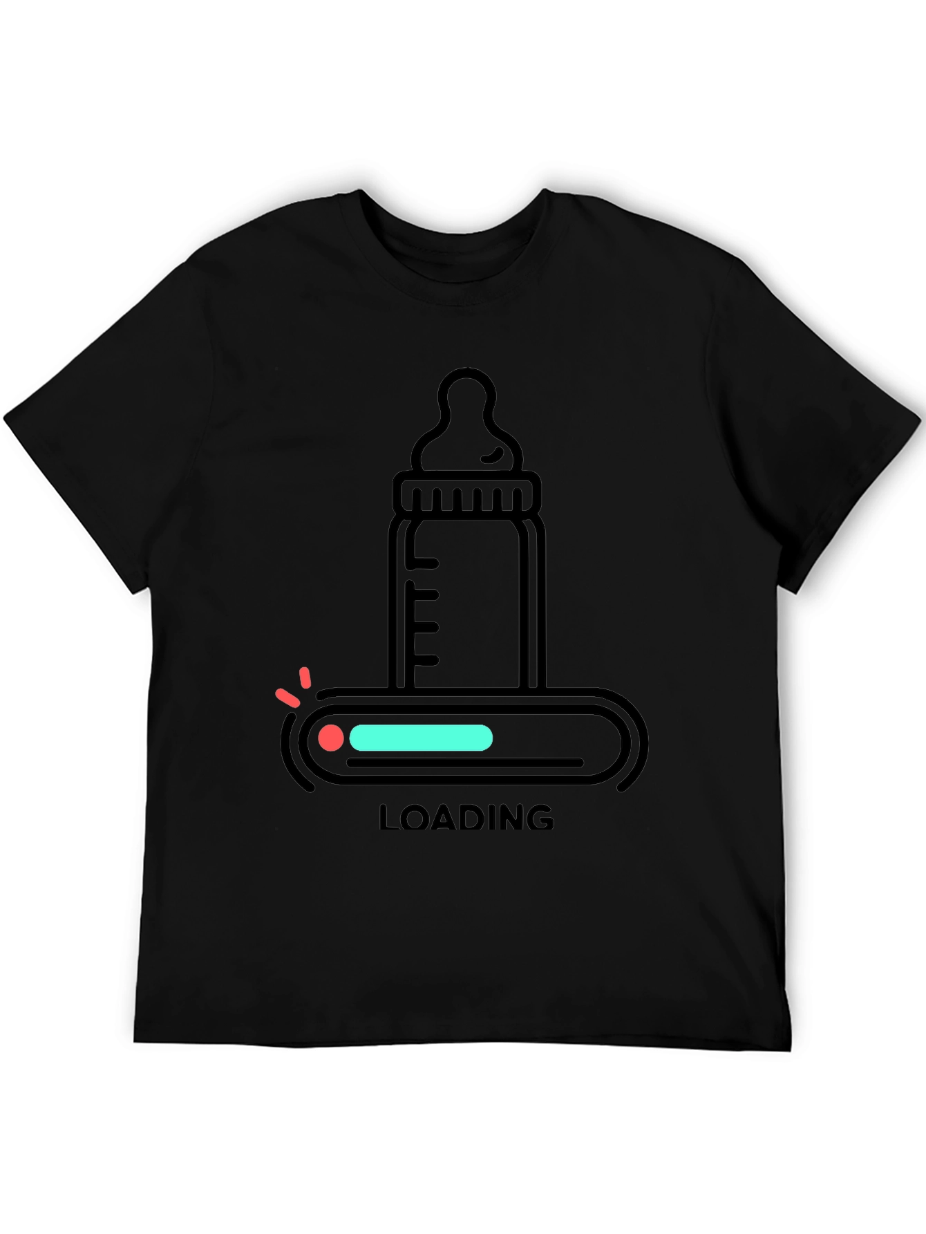 Black Baby Bottle Loading T-Shirt - New Parent Apparel view 5
