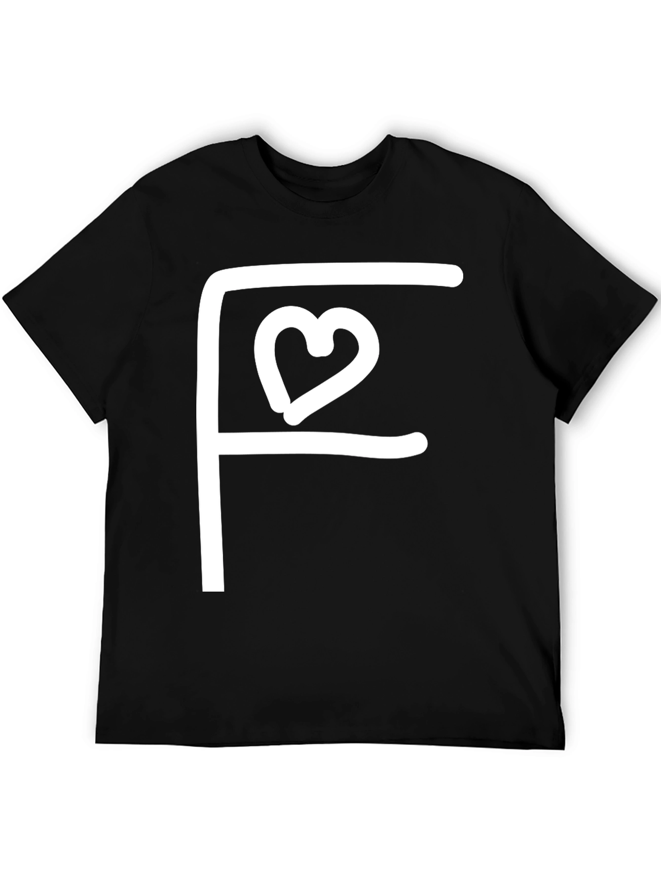 Black Black Tee with White F Heart Graphic view 5