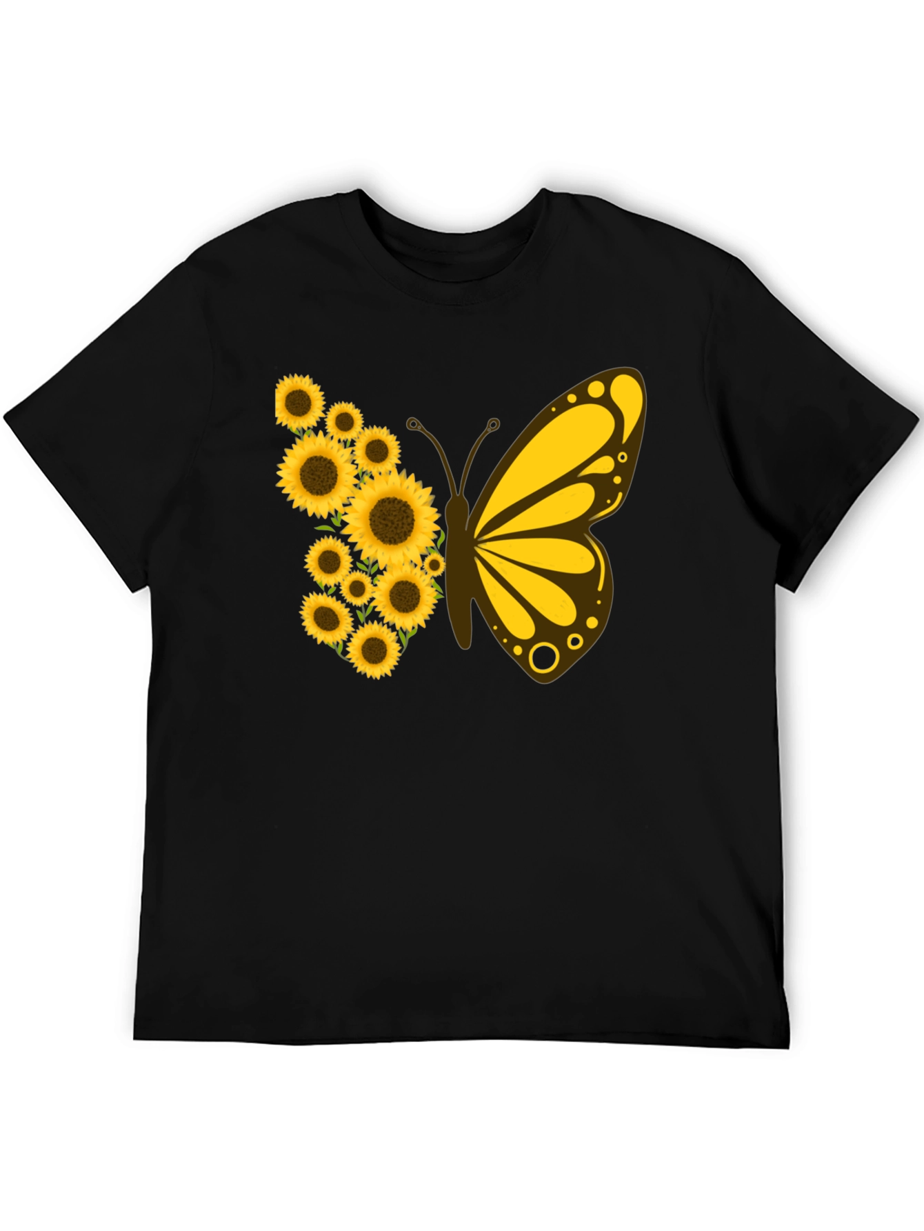 Black Sunflower Butterfly Graphic Tee view 5