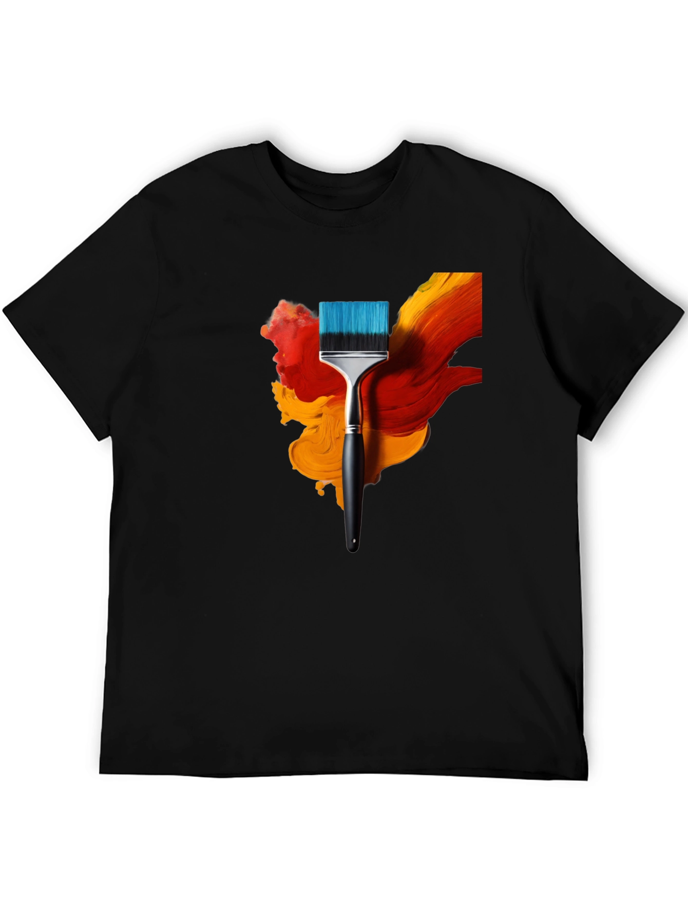 Black Abstract Paintbrush Graphic Tee - Artistic Design view 5