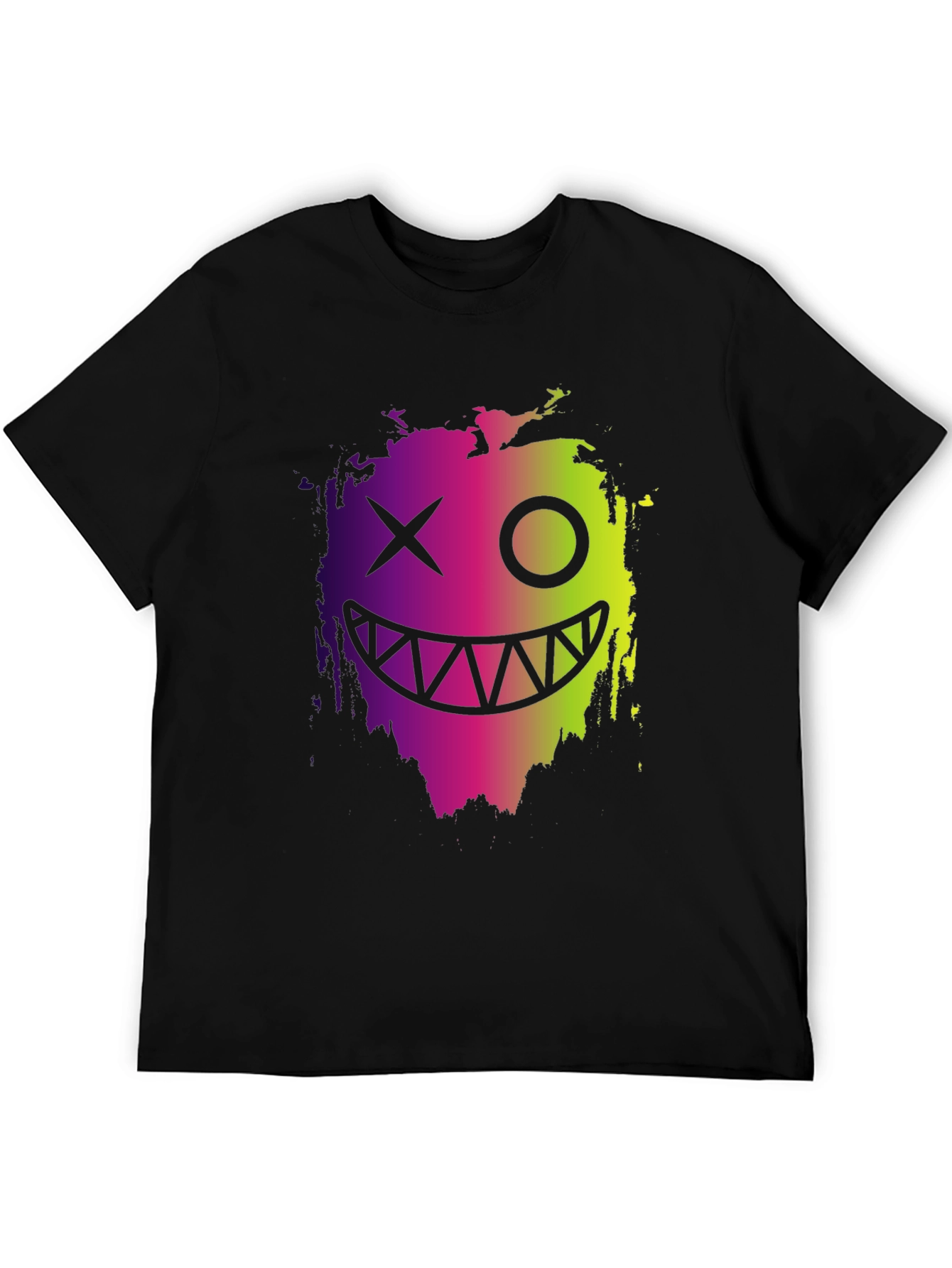 Black Cool Monster Face Graphic Black T-Shirt view 5