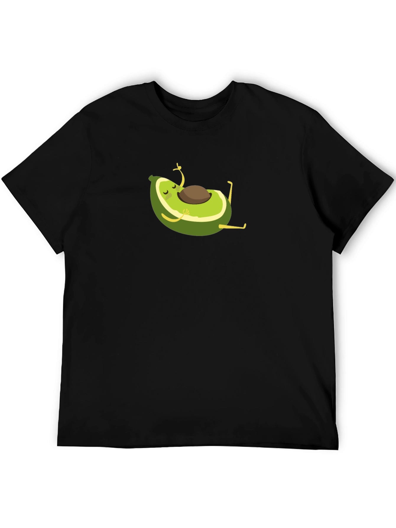Black Yoga Avocado Black T-Shirt - Meditating Fruit Fun! view 5
