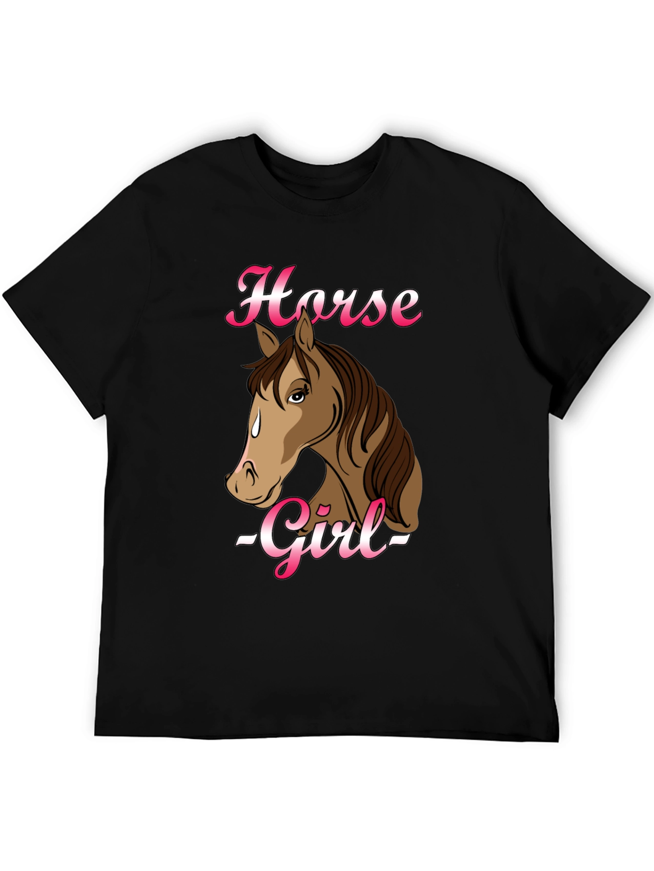Black Horse Girl Graphic T-Shirt - Black Cotton Tee view 5
