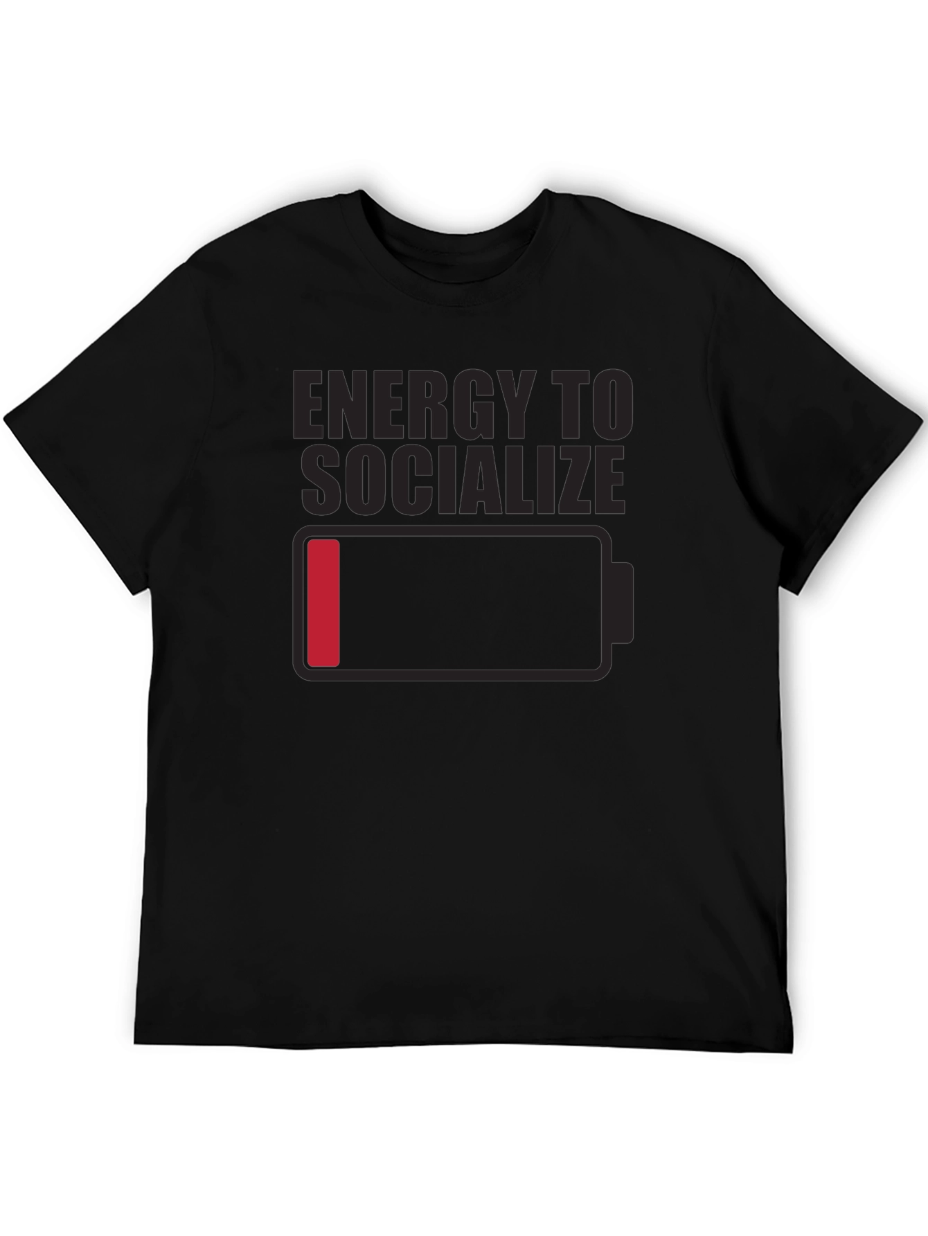 Black Low Energy Socializing Humor Graphic Tee view 5