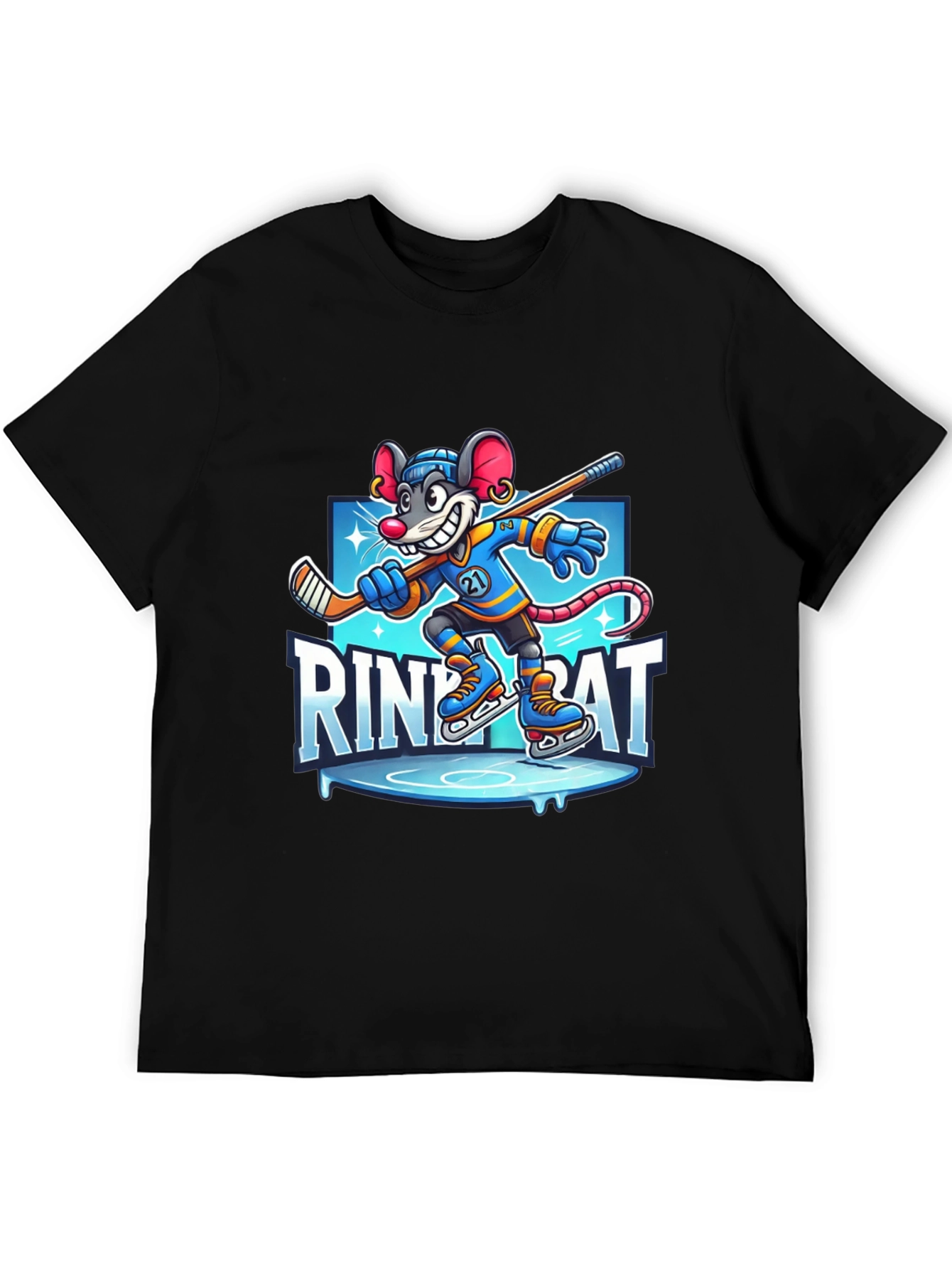 Black Rink Rat Hockey T-Shirt view 5