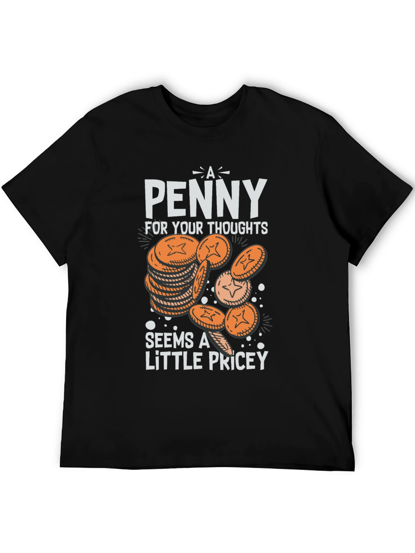 Black Funny 'A Penny For Your Thoughts' Graphic T-Shirt view 5
