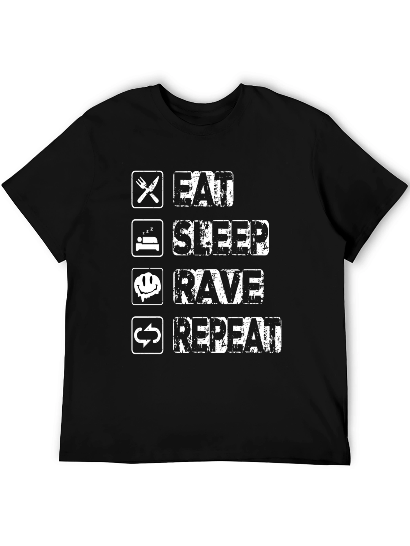 Black Eat Sleep Rave Repeat Black T-Shirt view 5