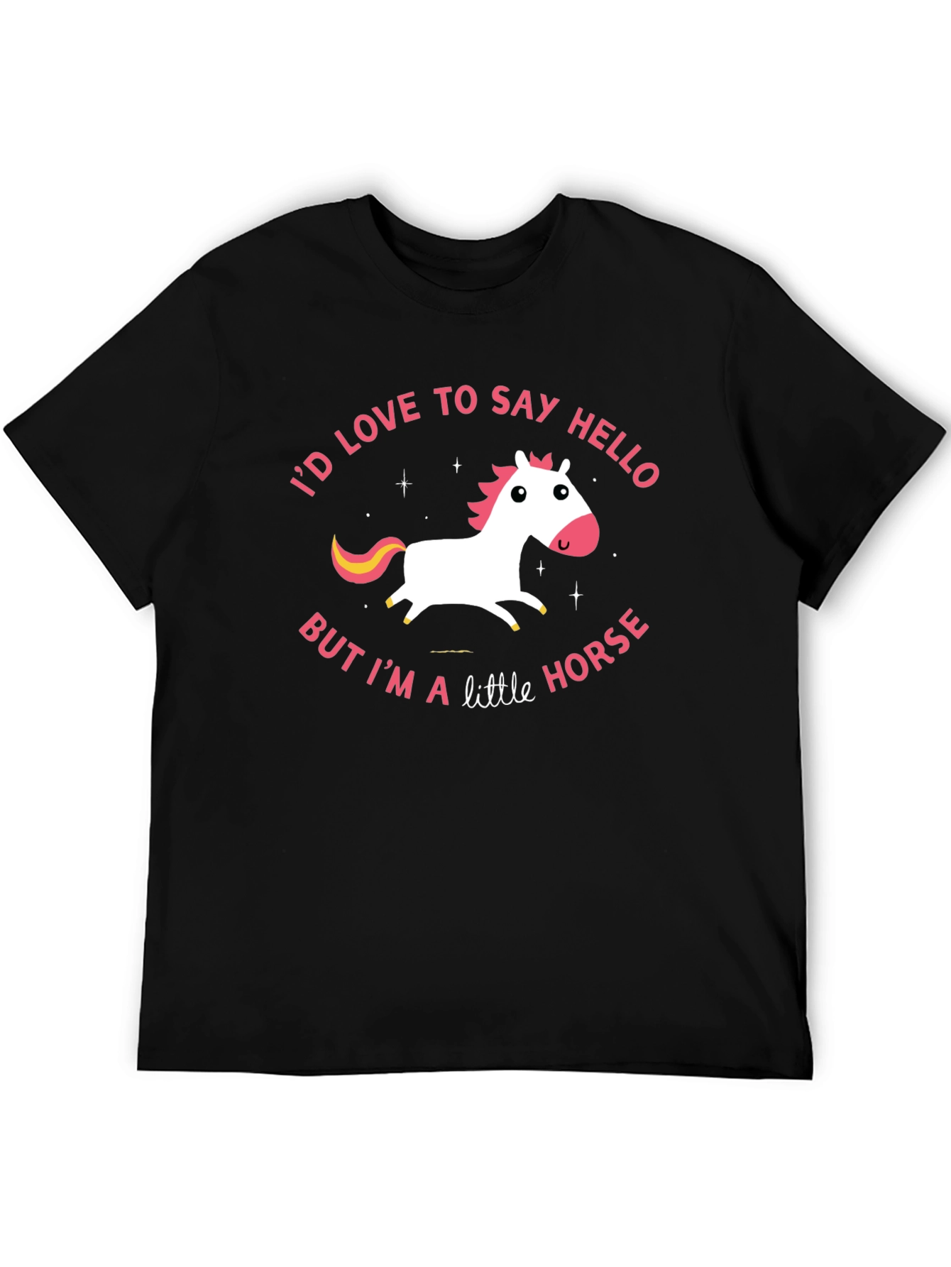 Black Cute Little Horse Graphic Tee view 5