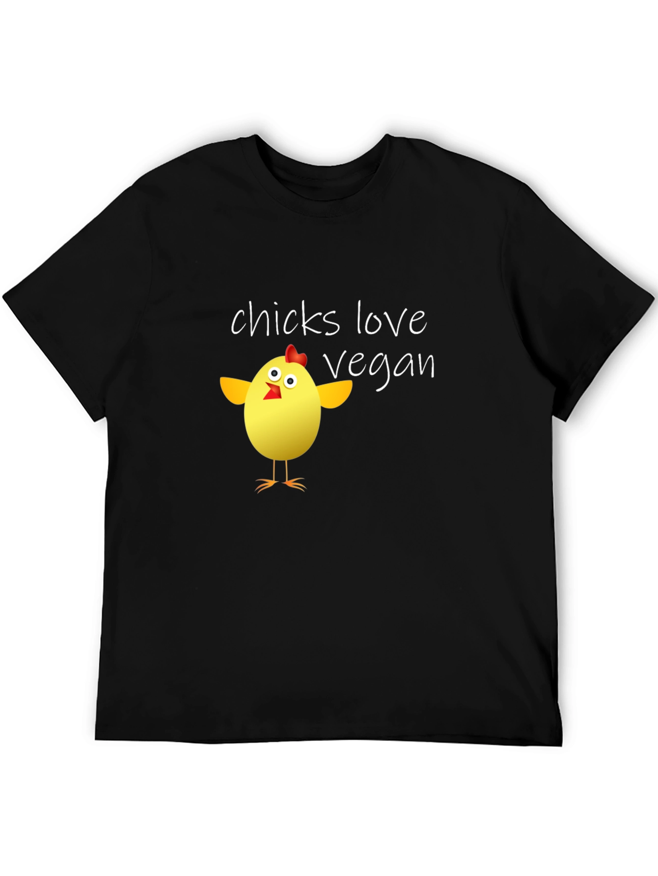 Black Vegan Chicken T-Shirt - Chicks Love Vegan view 5