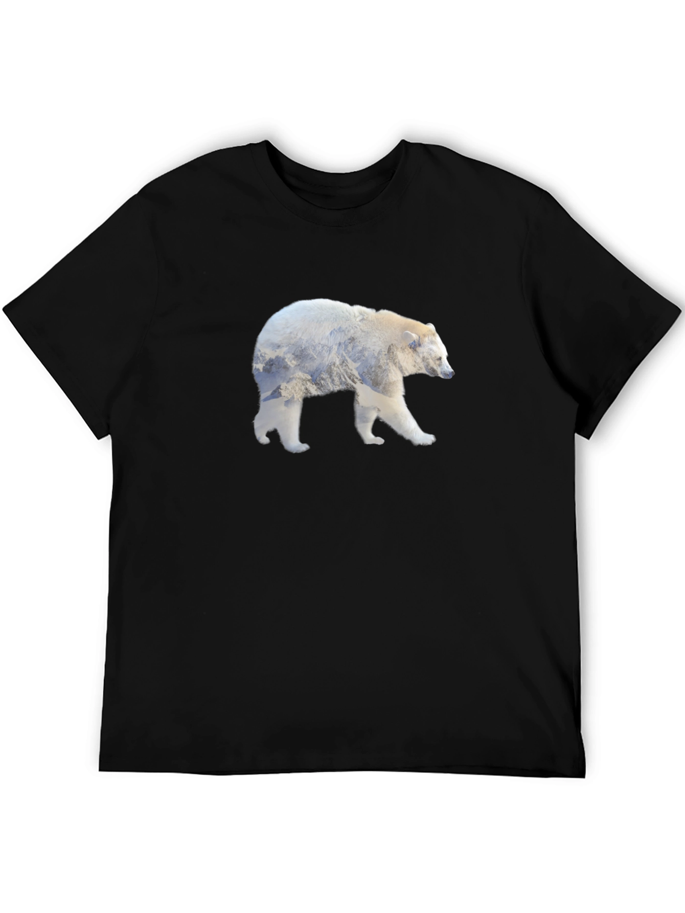 Black Polar Bear Mountain Silhouette T-Shirt view 5