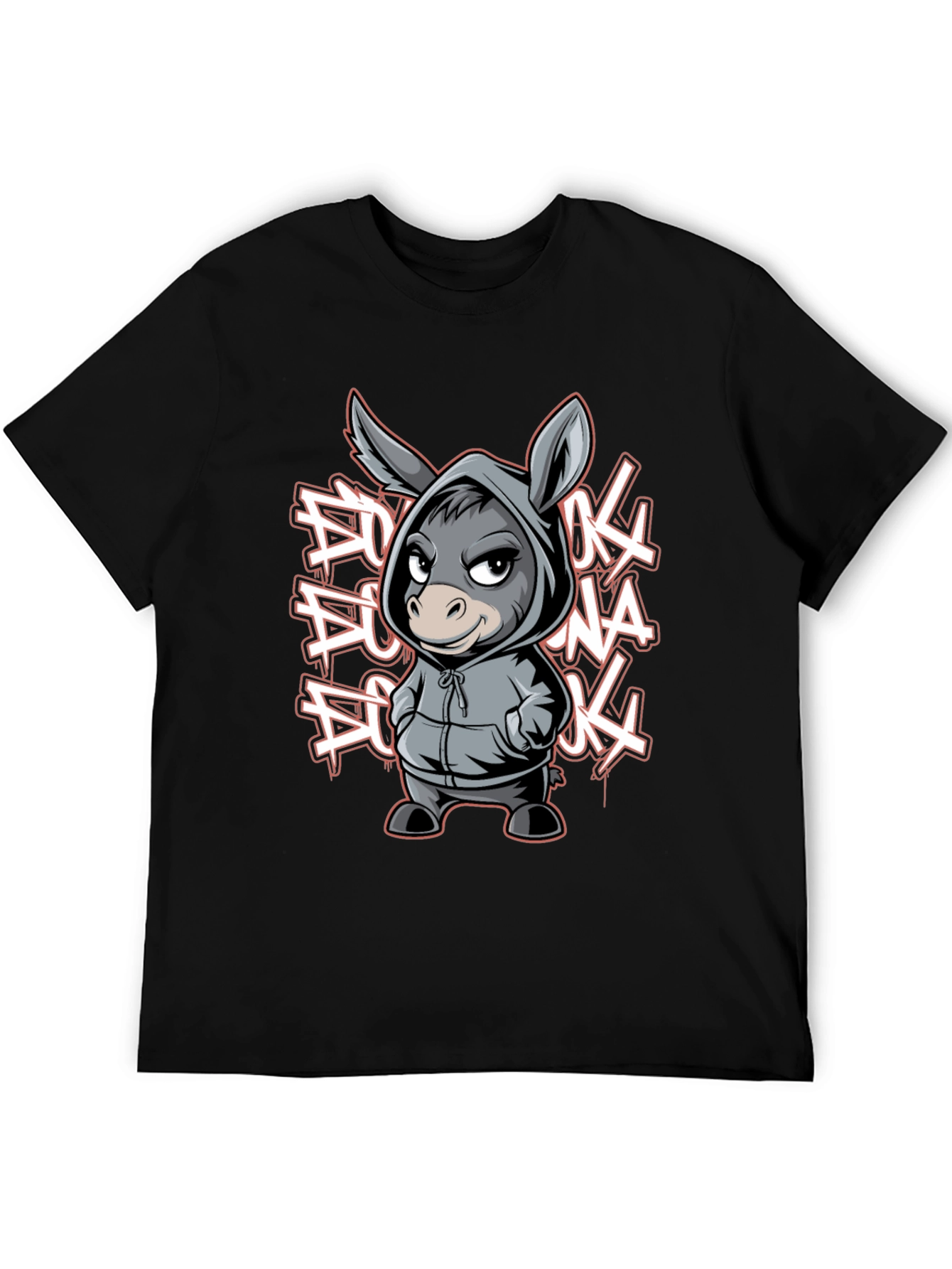 Black Hoodie Donkey Graphic Tee view 5