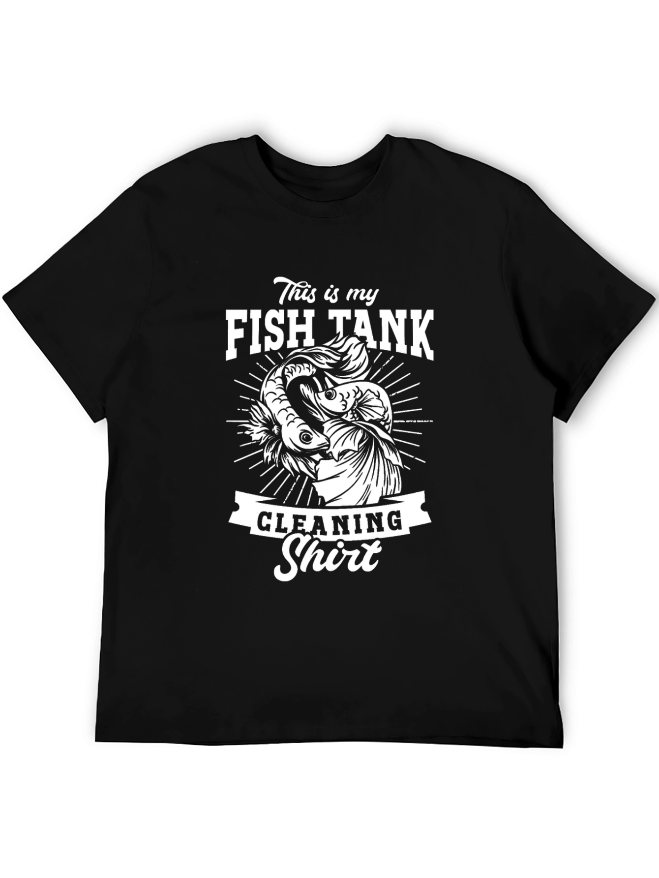 Black Fish Tank Cleaning Shirt - Novelty Betta Fish T-Shirt view 5