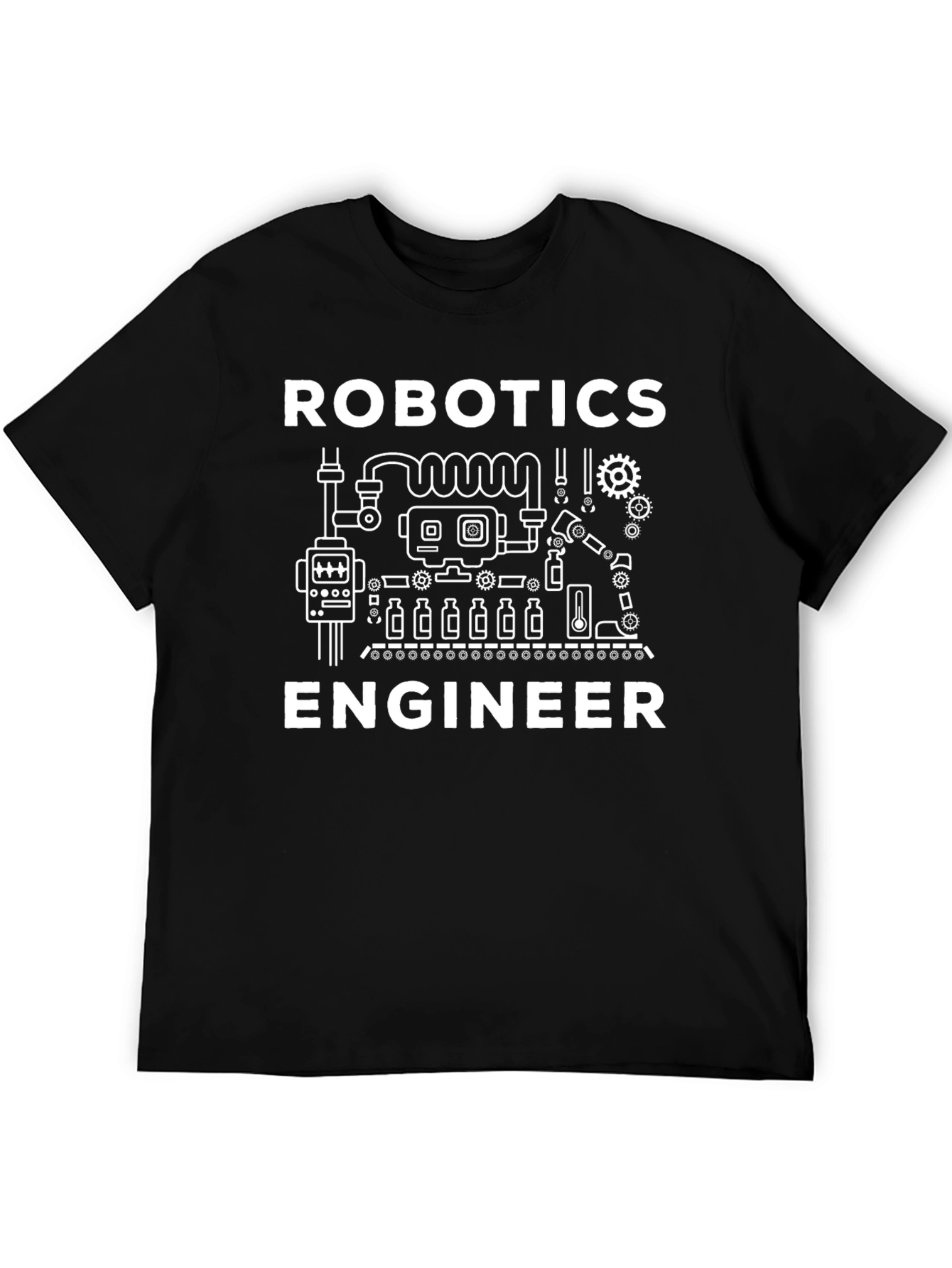 Black Robotics Engineer Graphic Tee - Black Cotton Shirt view 5