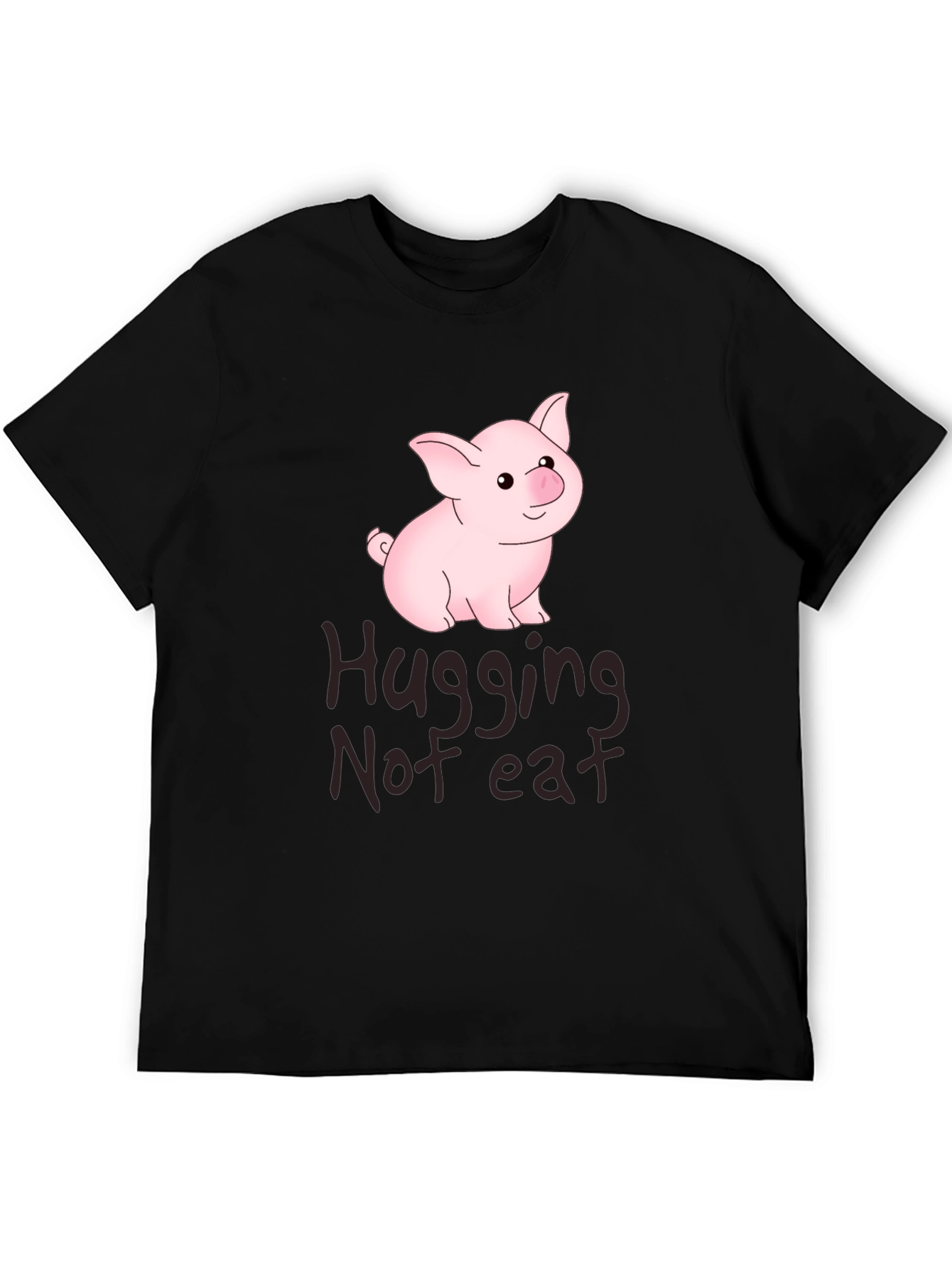 Black Hugging Not Eating Pig T-Shirt view 5