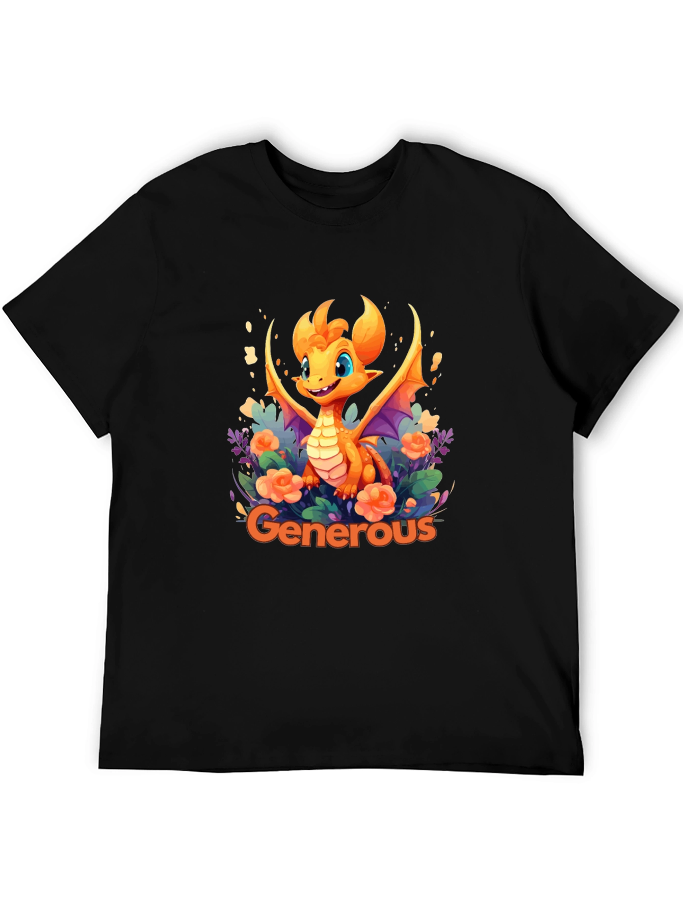 Black Generous Dragon Graphic T-Shirt view 5