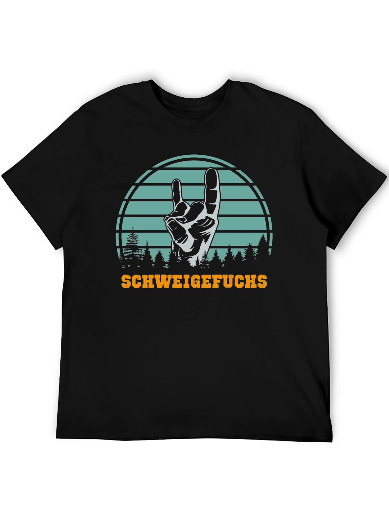 Black SchweigeFuchs Hand Sign Graphic T-Shirt view 5