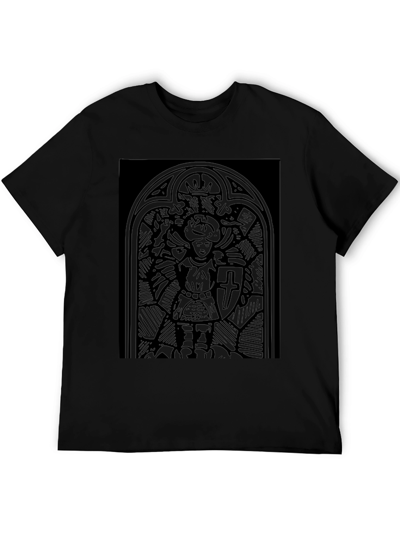 Black Gothic Knight T-Shirt - Black Medieval Warrior Design view 5