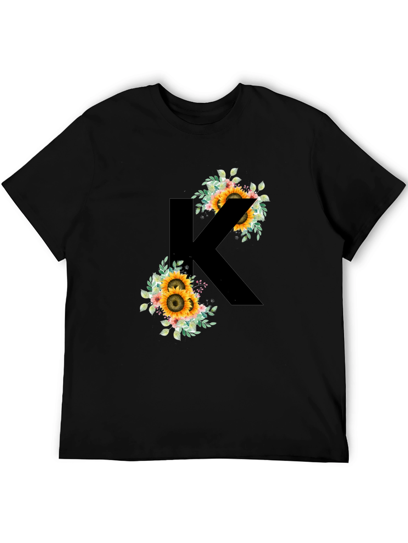 Sunflower Letter K Black T-Shirt - 5