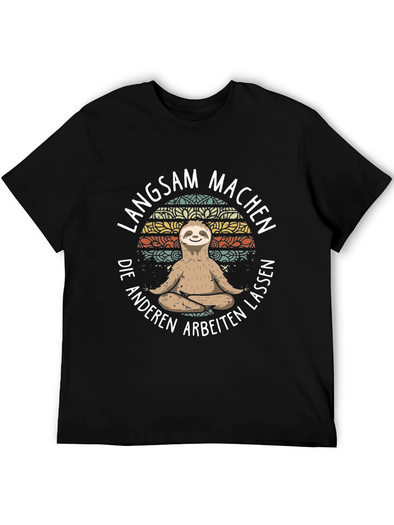 Black Relaxed Sloth T-Shirt - "Langsam Machen" Design view 5