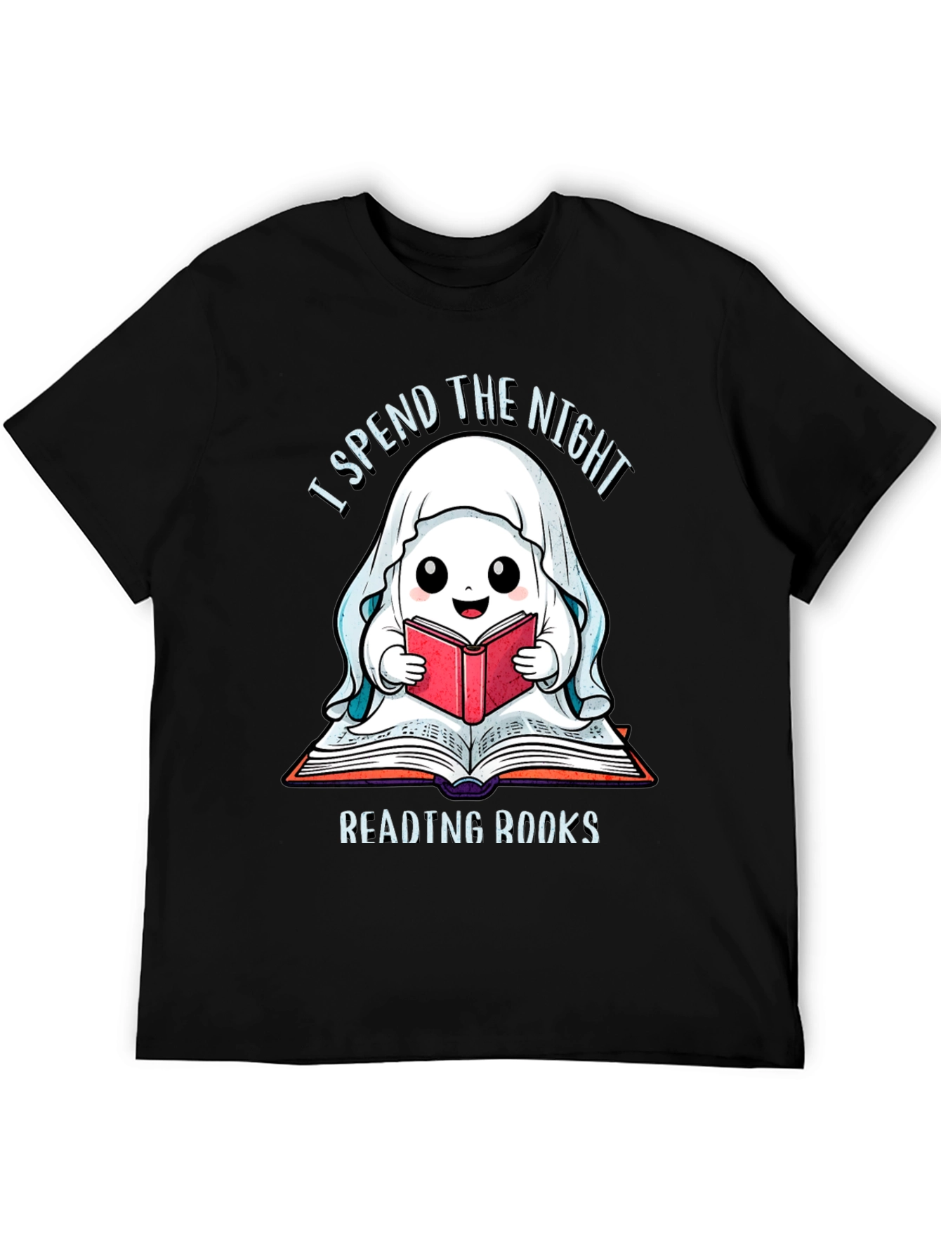 Black Ghost Reading Books T-Shirt view 5