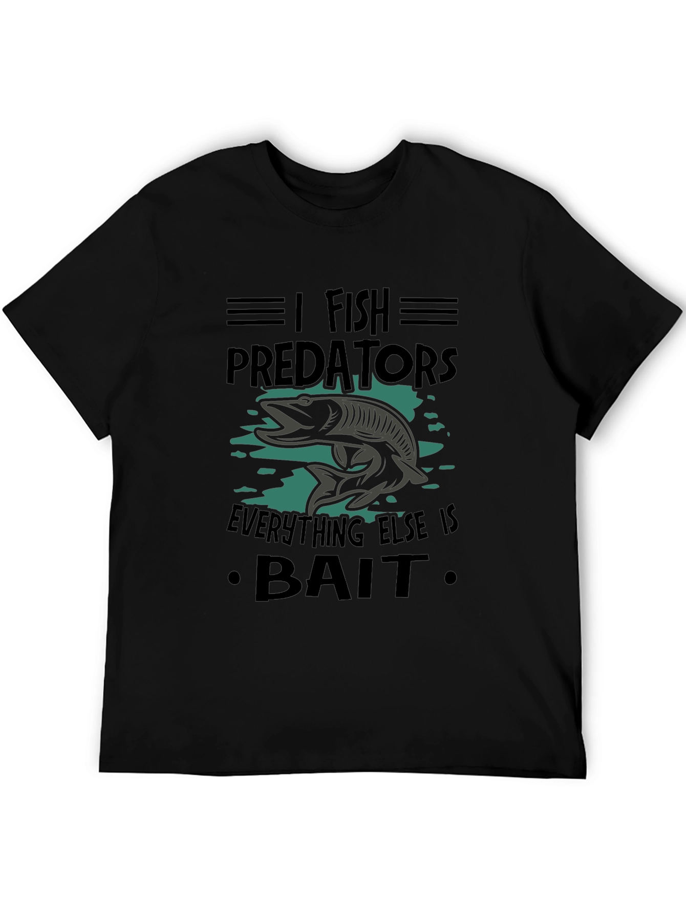 Black I Fish Predators Black T-Shirt view 5
