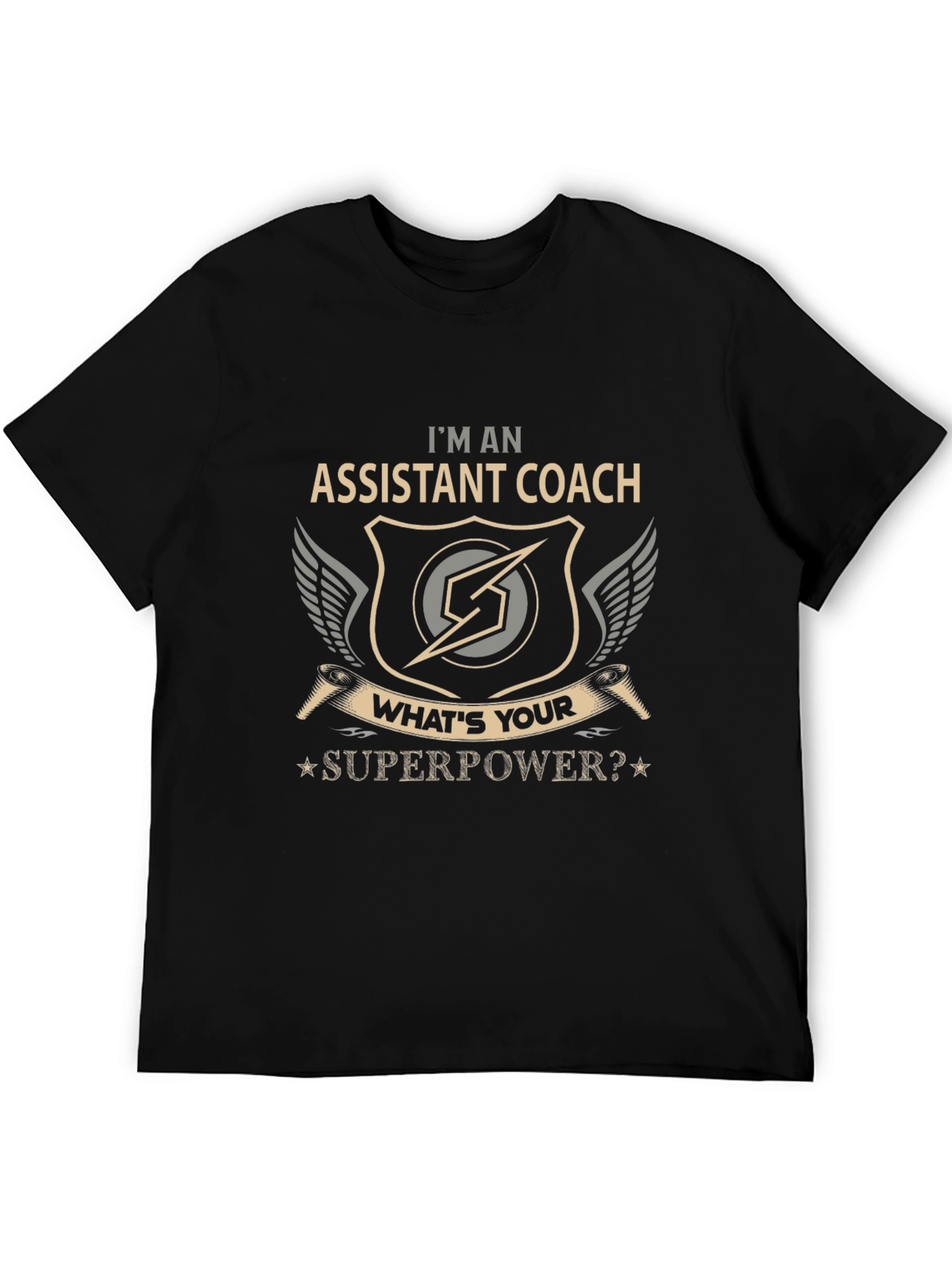Black Assistant Coach Superpower Graphic T-Shirt view 5