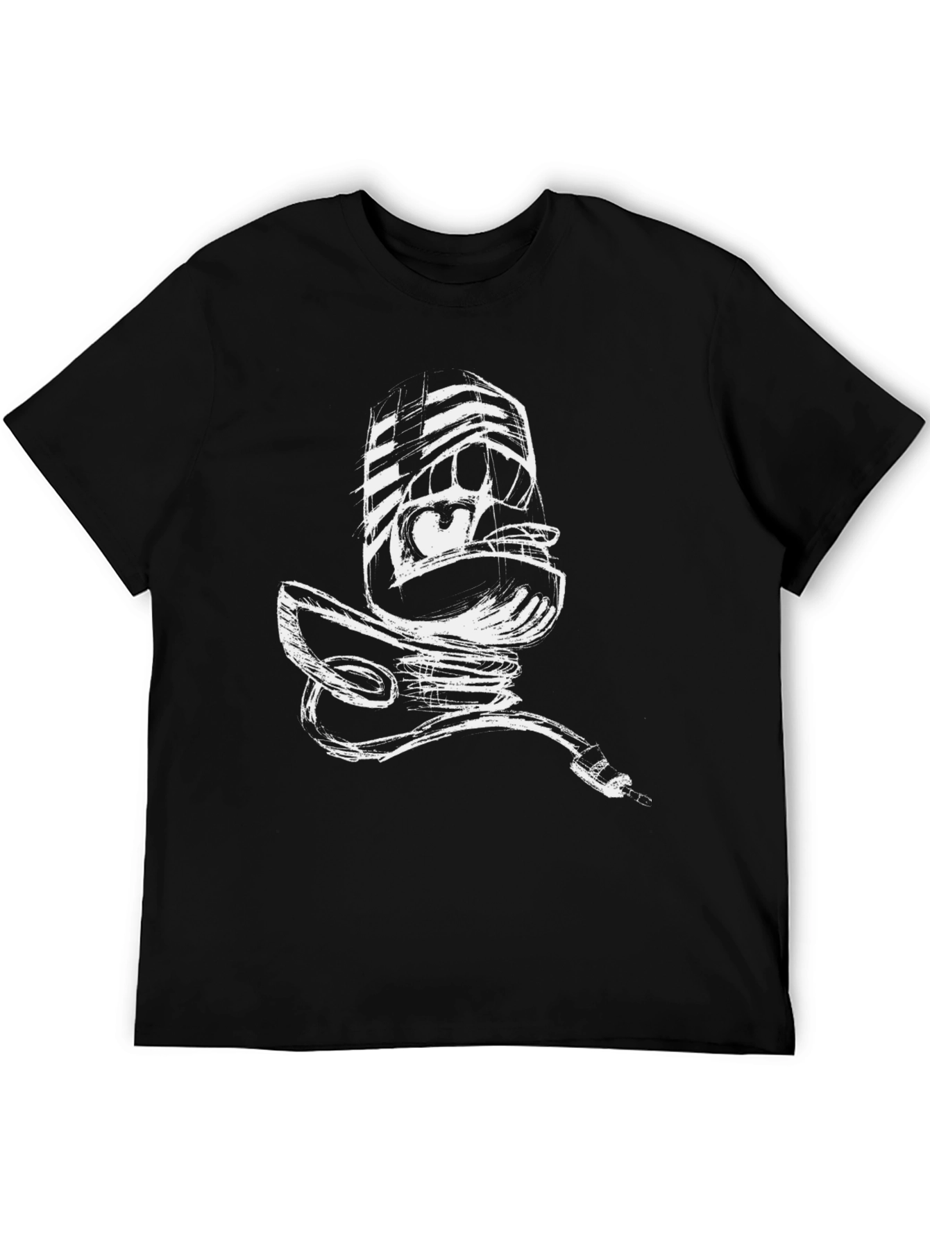 Black Sketchy Microphone Black Tee view 5