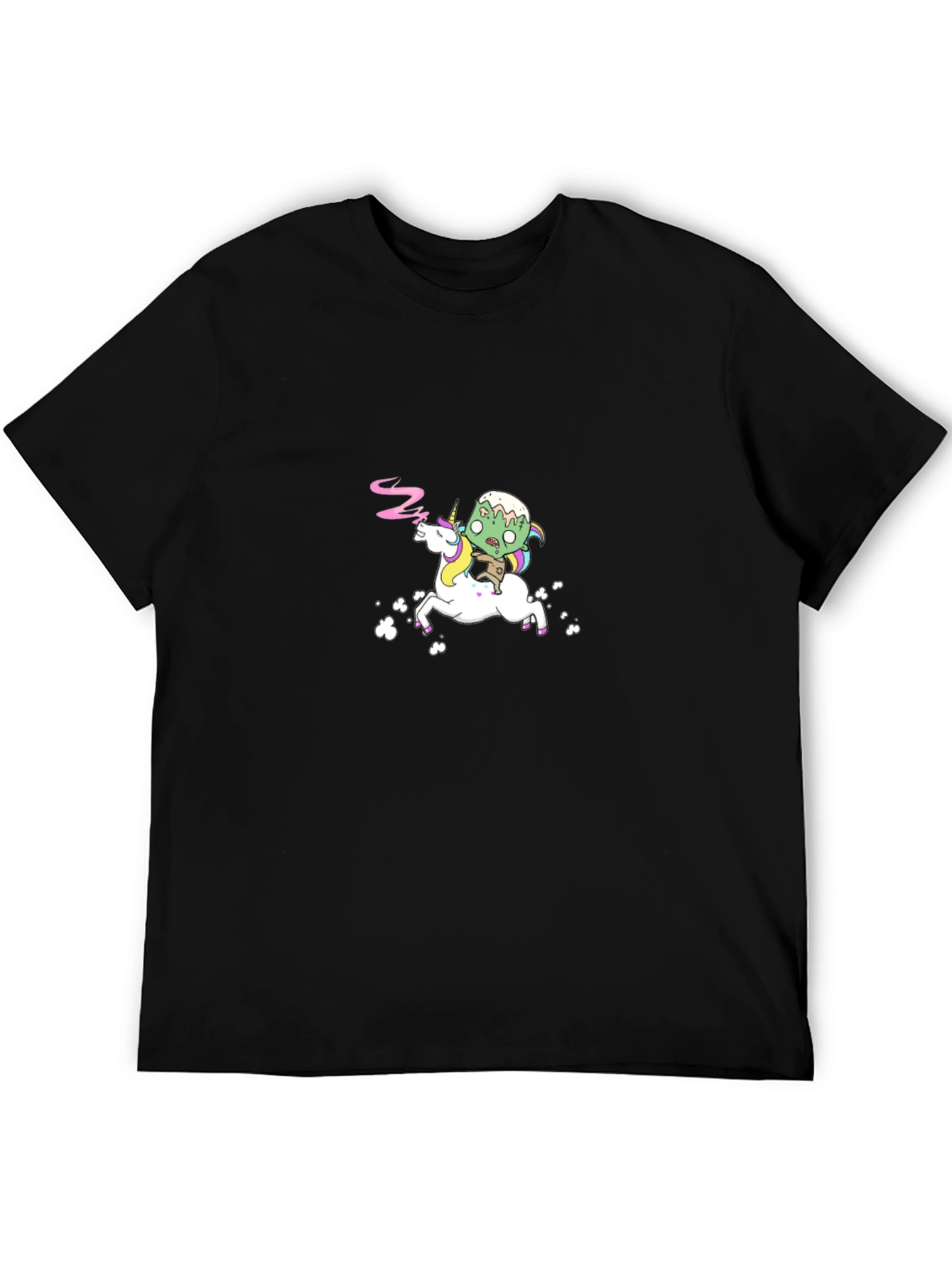 Black Zombie Riding Unicorn Graphic Tee - Black view 5