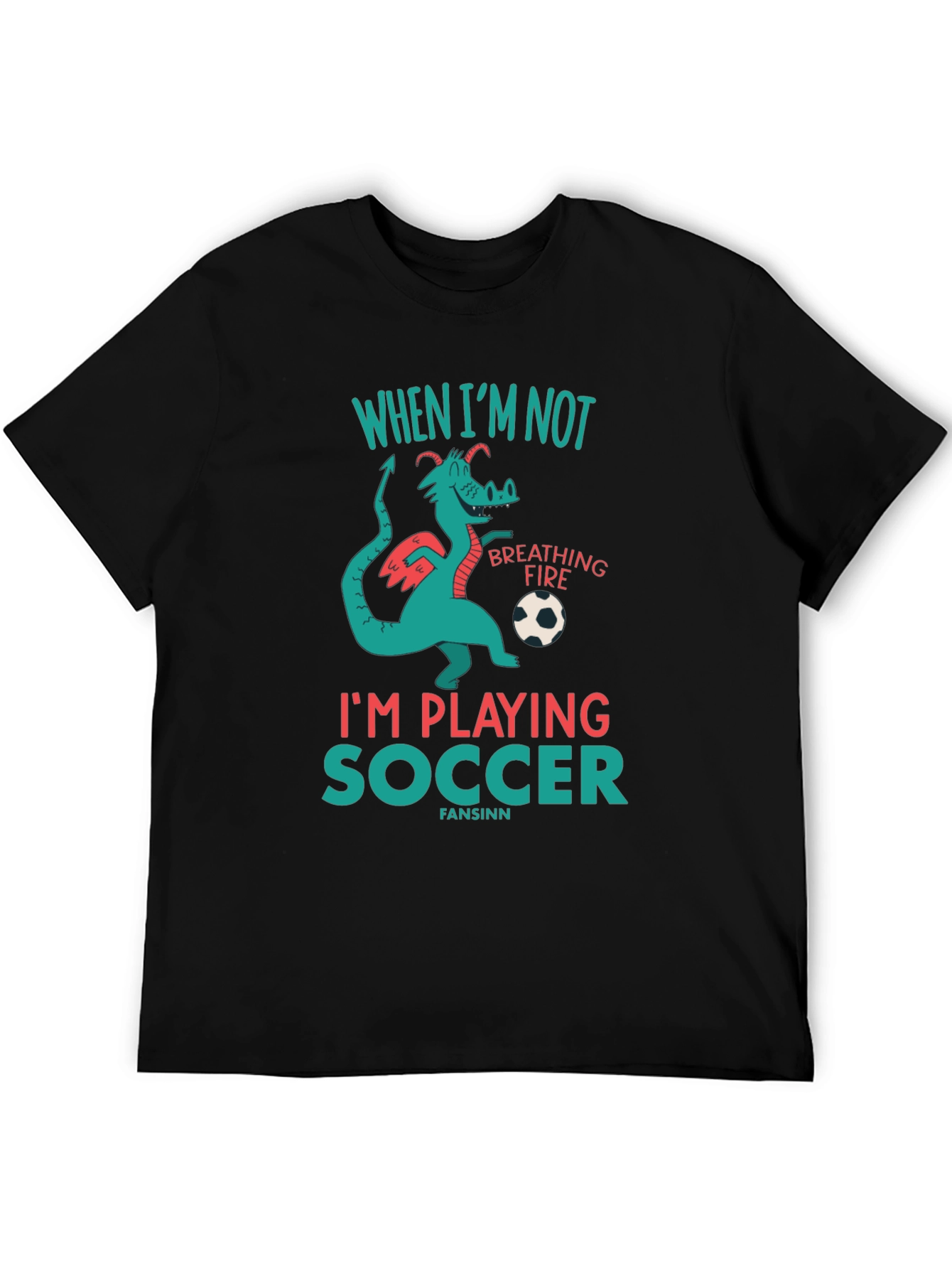 Black Dragon Soccer T-Shirt - Playful Graphic Tee view 5