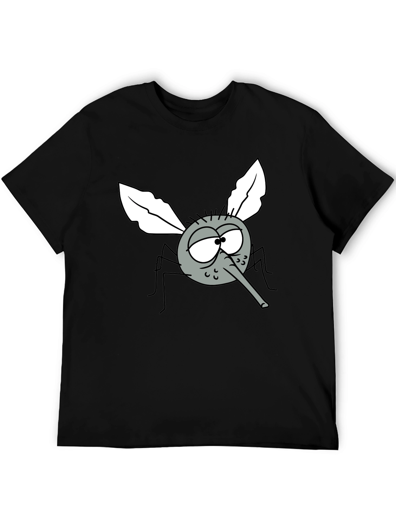 Black Funny Cartoon Mosquito Graphic T-Shirt view 5