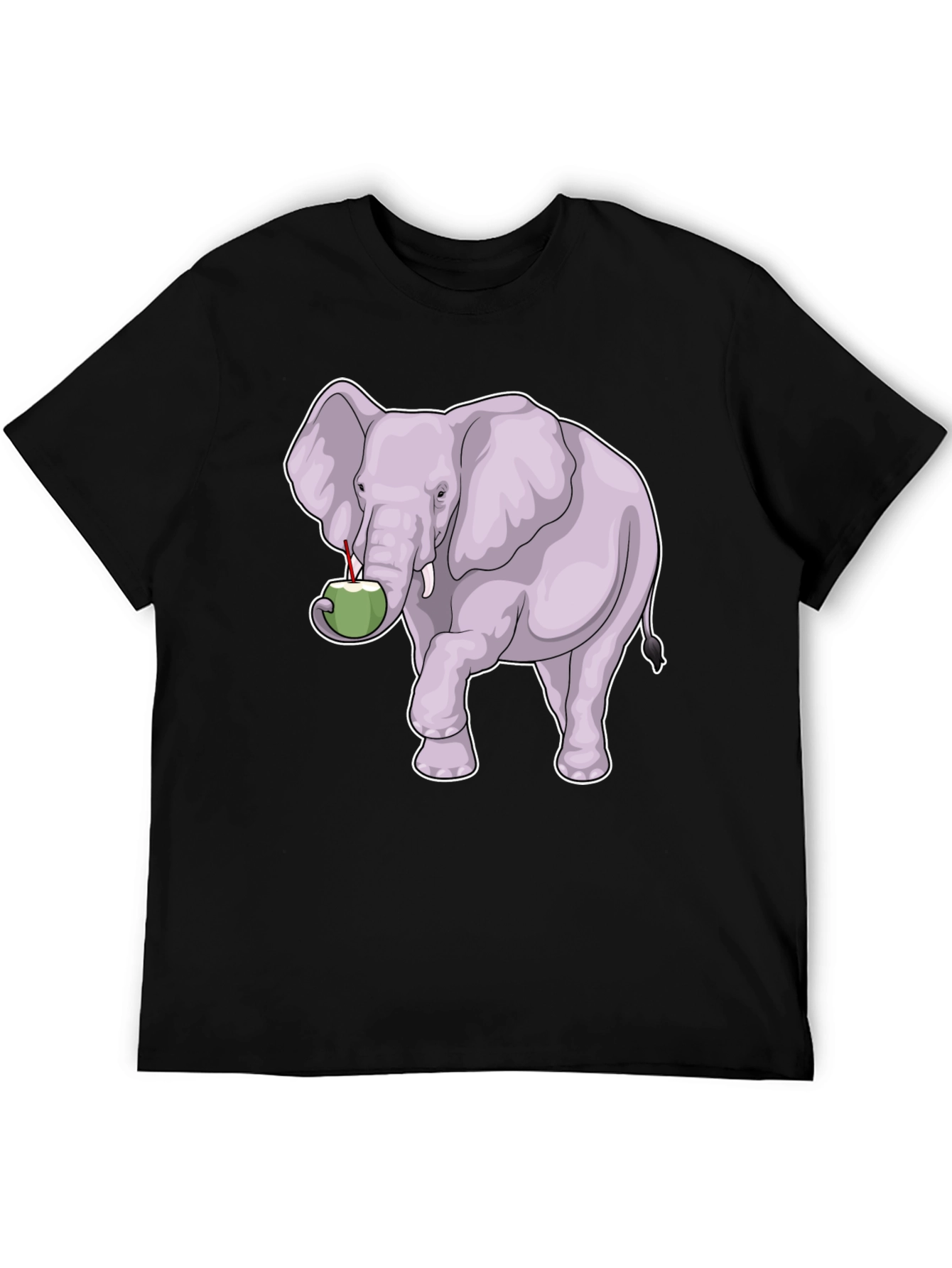 Black Elephant & Coconut T-Shirt - Unique Graphic Tee view 5