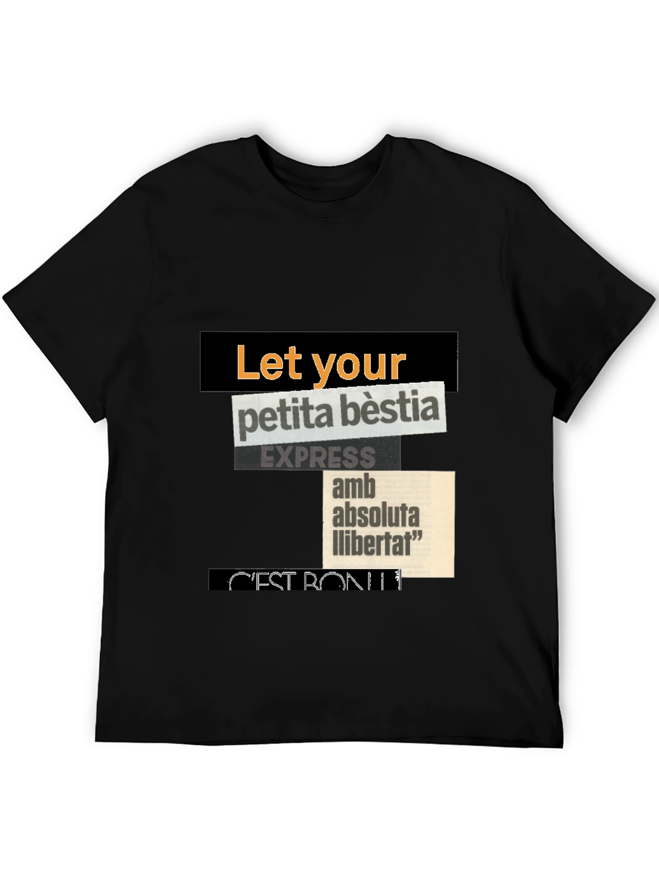 Black Abstract Collage Graphic T-Shirt view 5