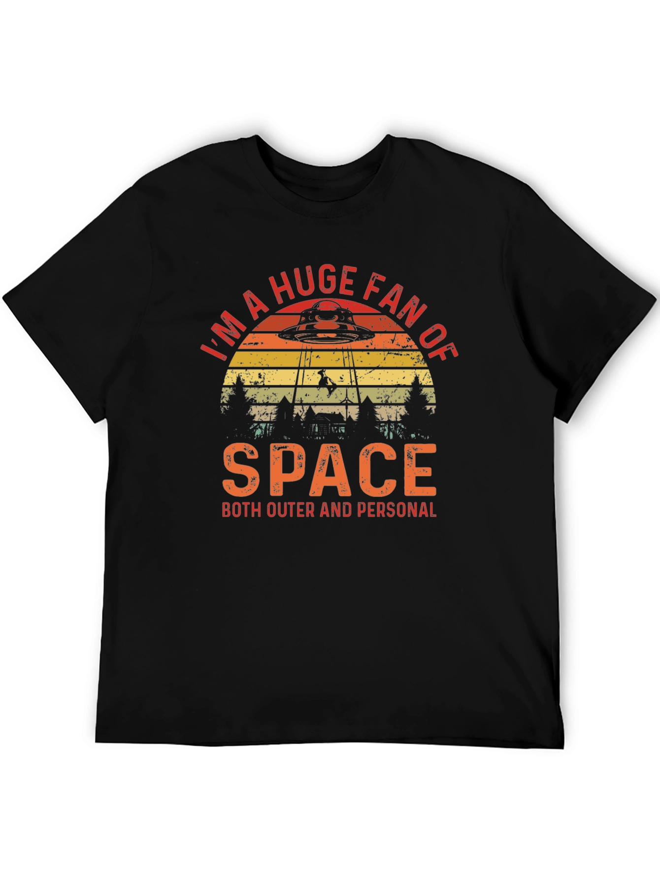 Black Huge Fan of Space UFO T-Shirt view 5