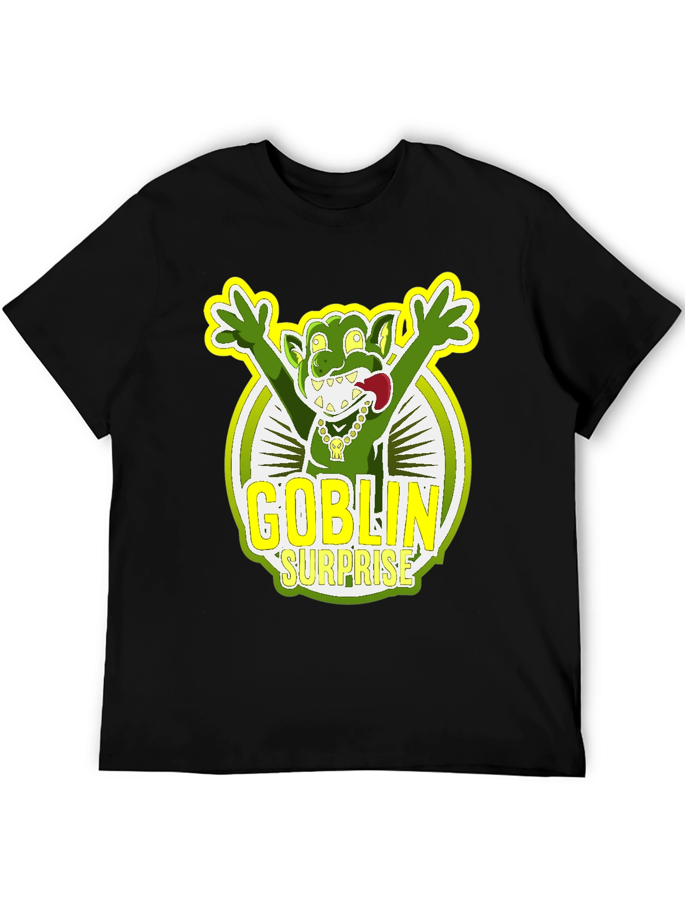 Black Goblin Surprise Graphic Tee - Black Crew Neck T-Shirt view 5
