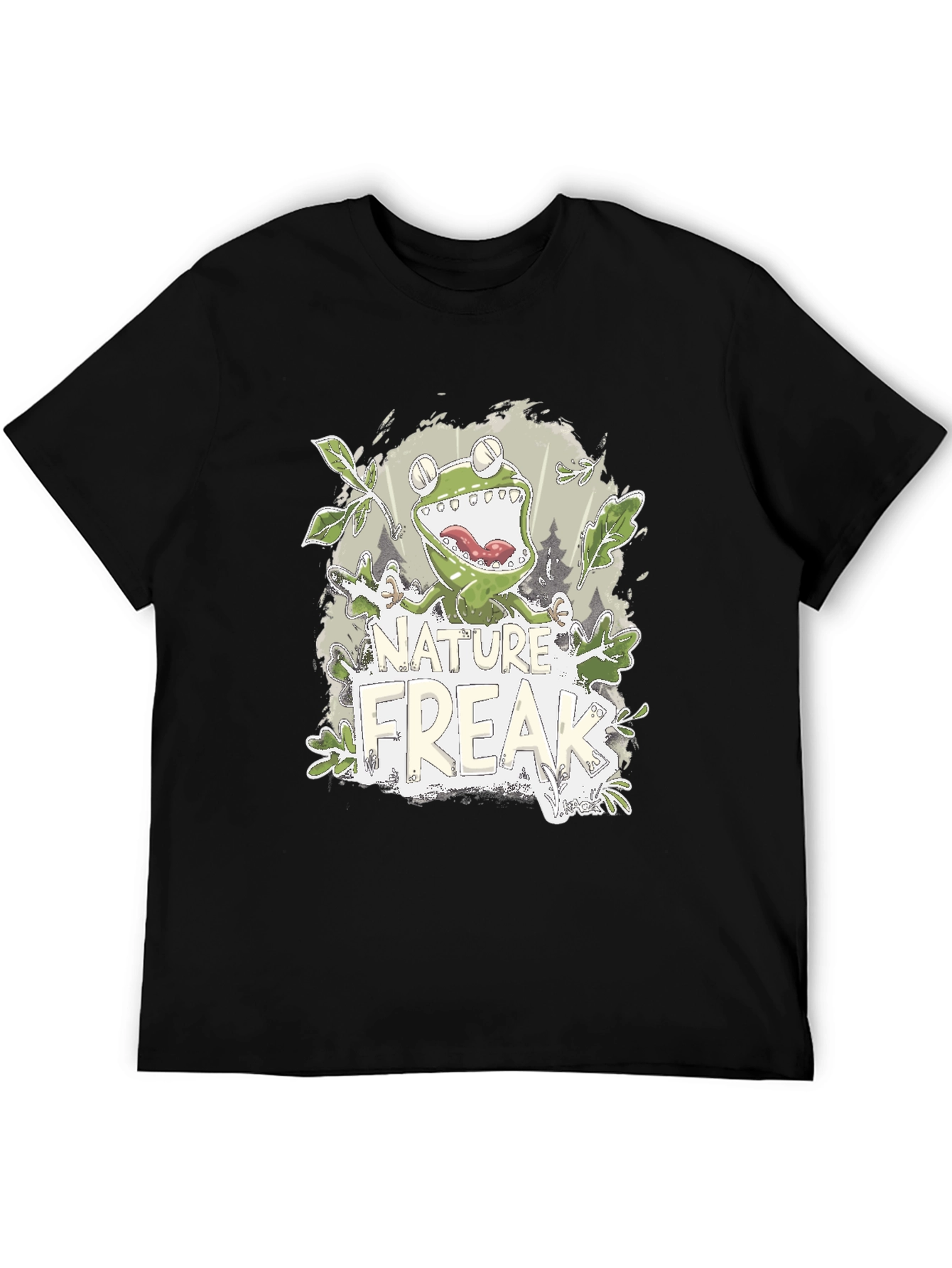 Black Nature Freak Frog Graphic T-Shirt view 5