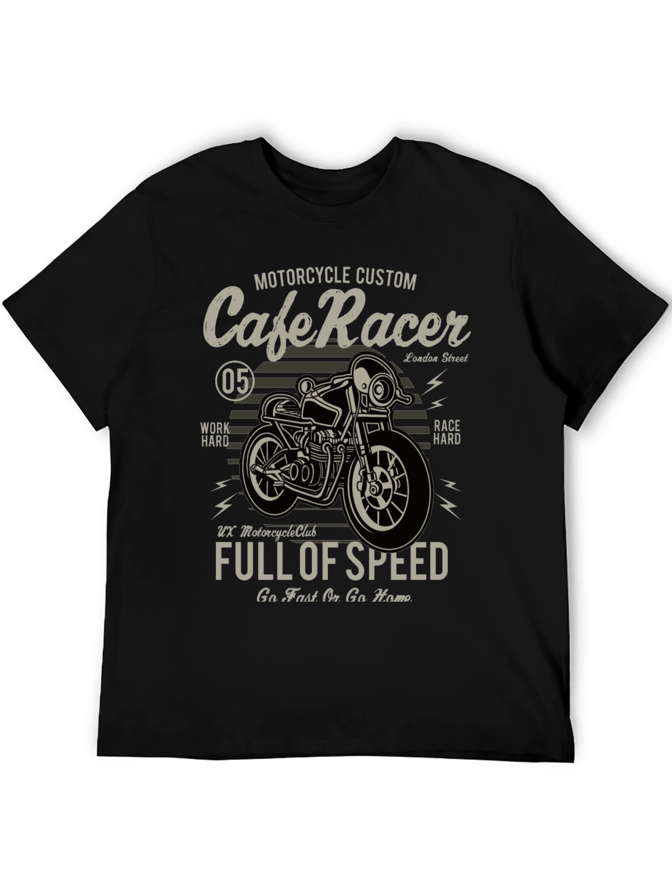 Black Cafe Racer Motorcycle Graphic T-Shirt view 5