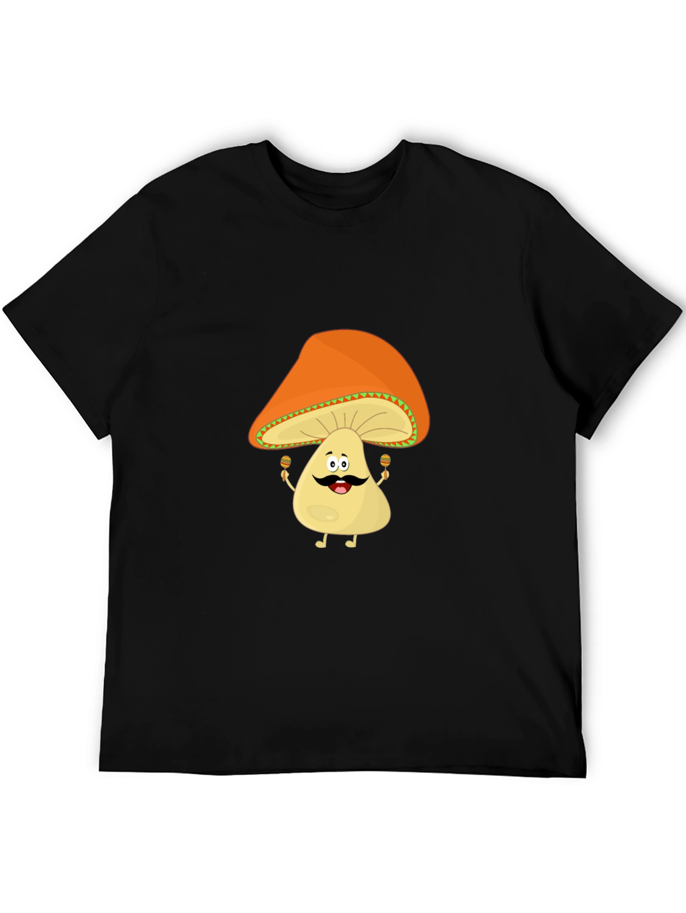Black Funny Mushroom Man Black T-Shirt view 5