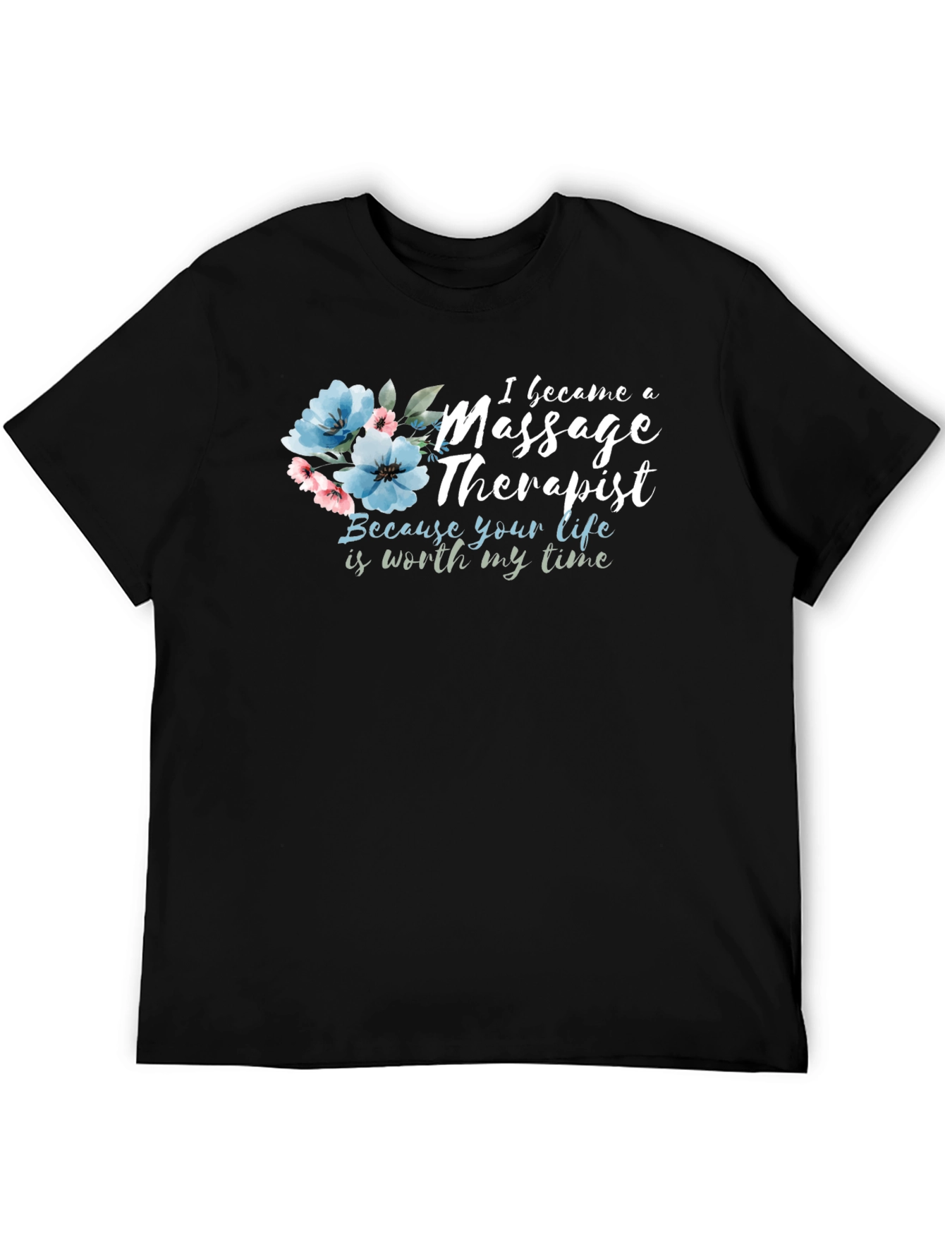 Black Massage Therapist Floral Tee - Worth My Time view 5