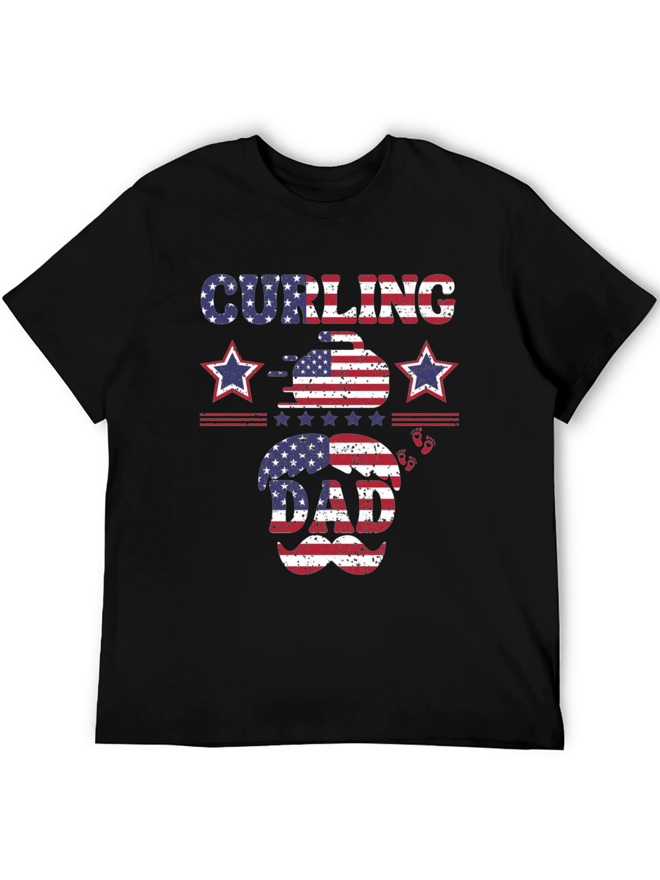 Black Curling Dad Patriotic T-Shirt view 5