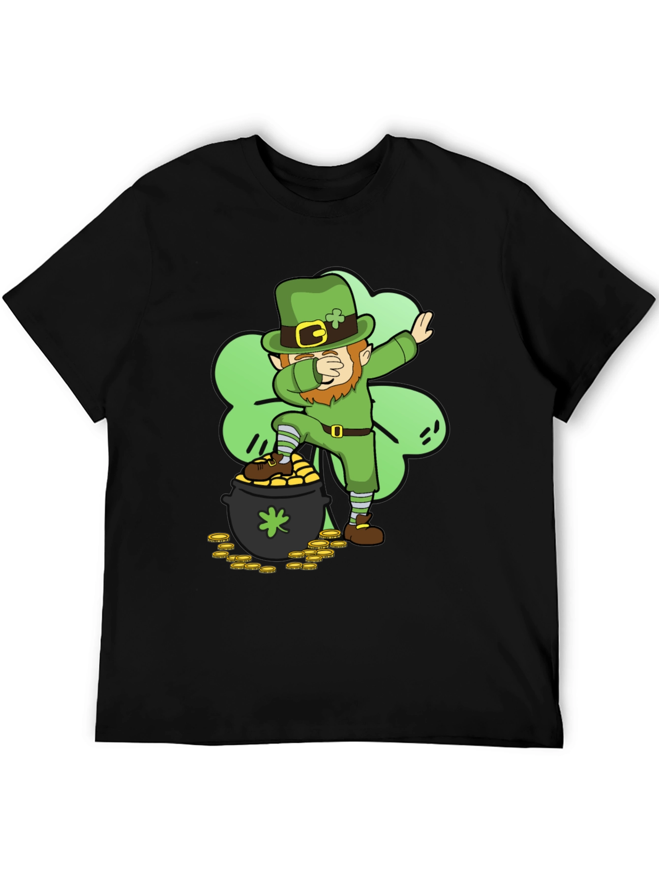 Black St. Patrick's Day Leprechaun Dab T-Shirt view 5