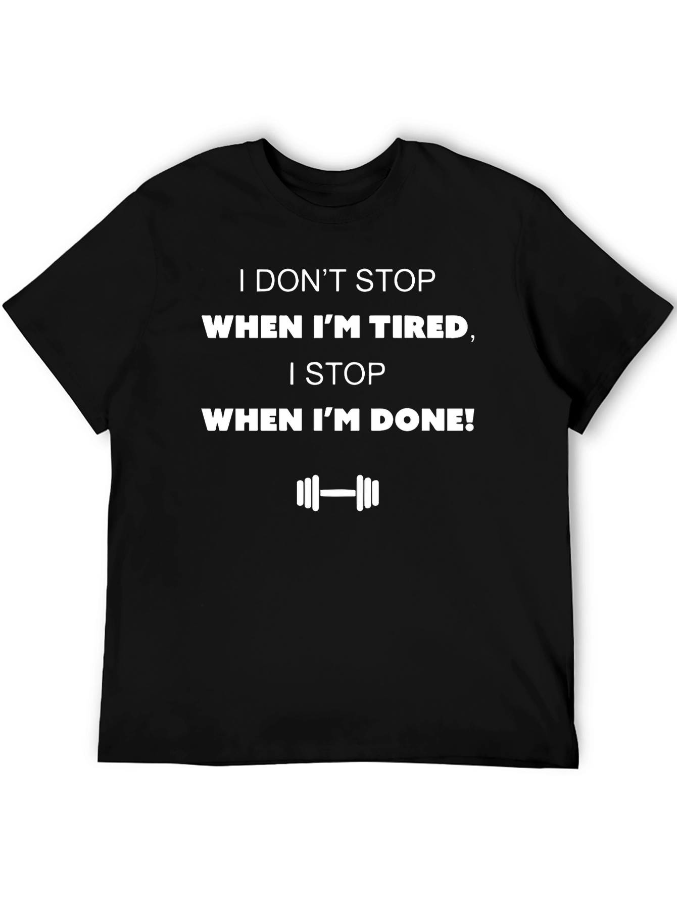 Black Motivational Gym T-Shirt - Don't Stop When Tired! view 5