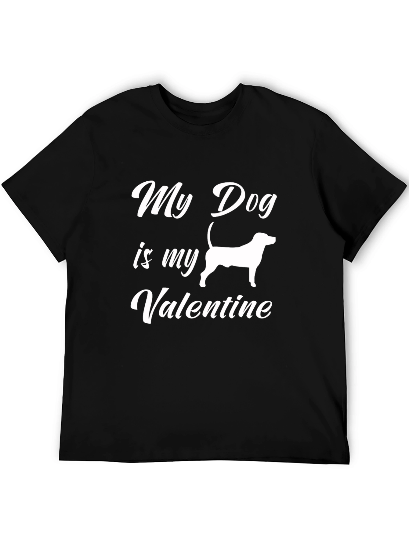 Black My Dog is My Valentine Black T-Shirt view 5